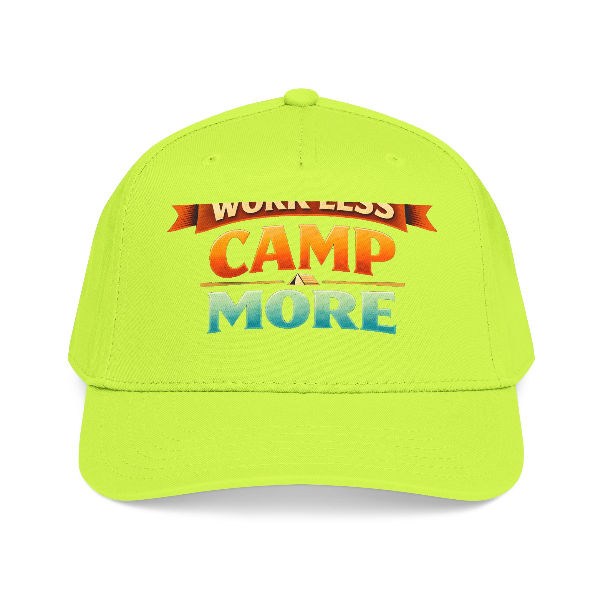 Baseball Cap - "Work Less-Camp More" Design Scenic-Line