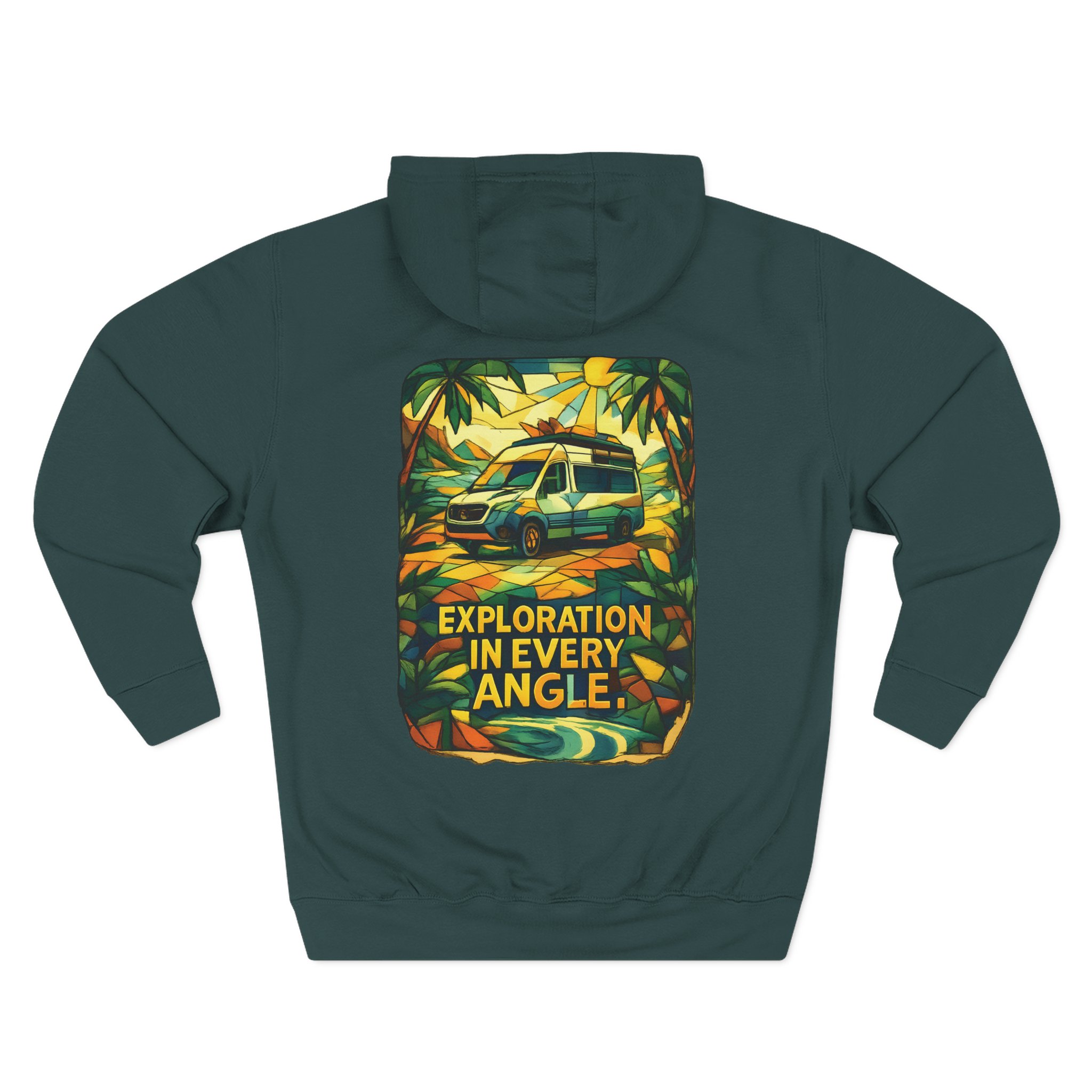 Three-Panel Fleece Hoodie - "Exploration In Every Angle" Design Cubic-Line