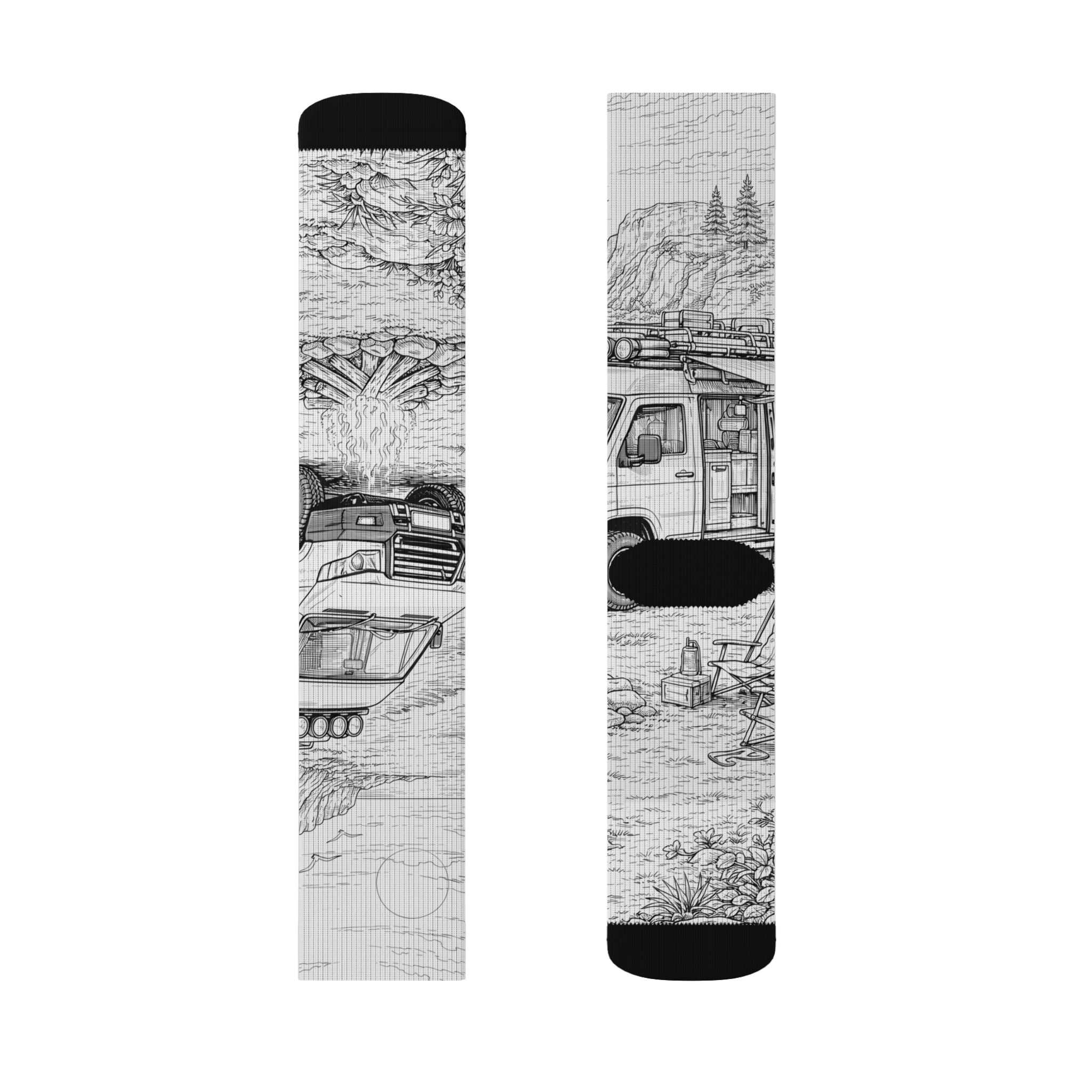 Sublimation Socks — Retro Camper Roadtrip Crew Socks