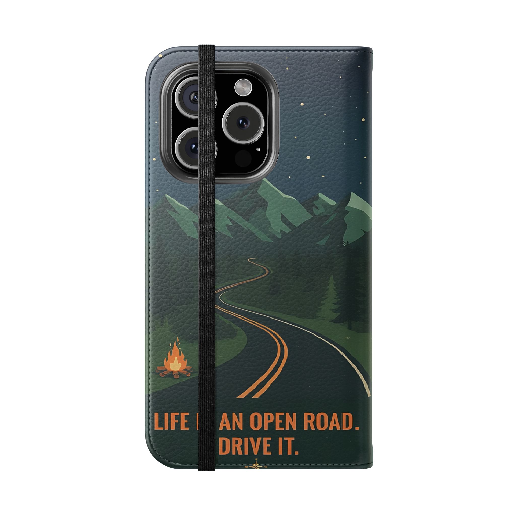 Flip Phone Case — "Roam More Worry Less - Life Is An Open Road" Phone Wallet