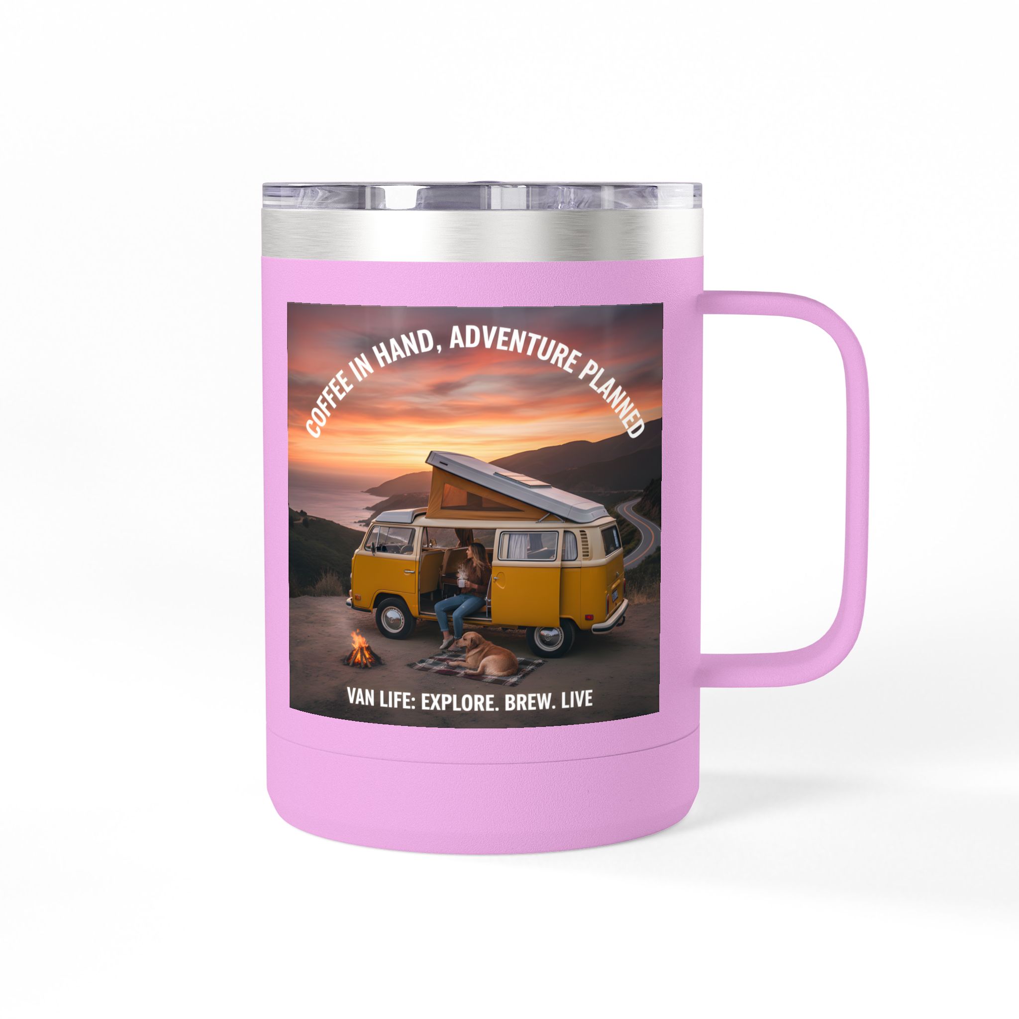 Coffee Mug Tumbler, 15oz — "Coffee in Hand, Adventure Planned"