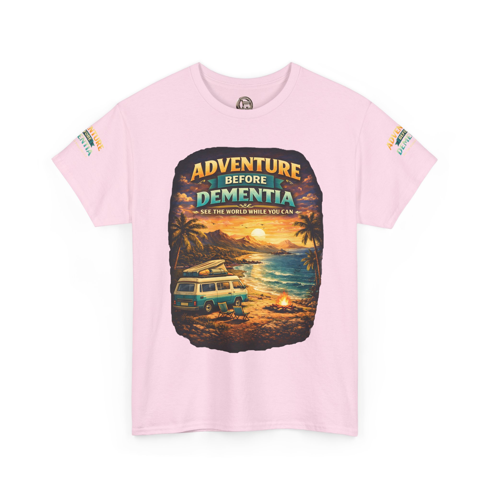 Unisex Heavy Cotton Tee — "Adventure Before Dementia" Design Scenic-Line