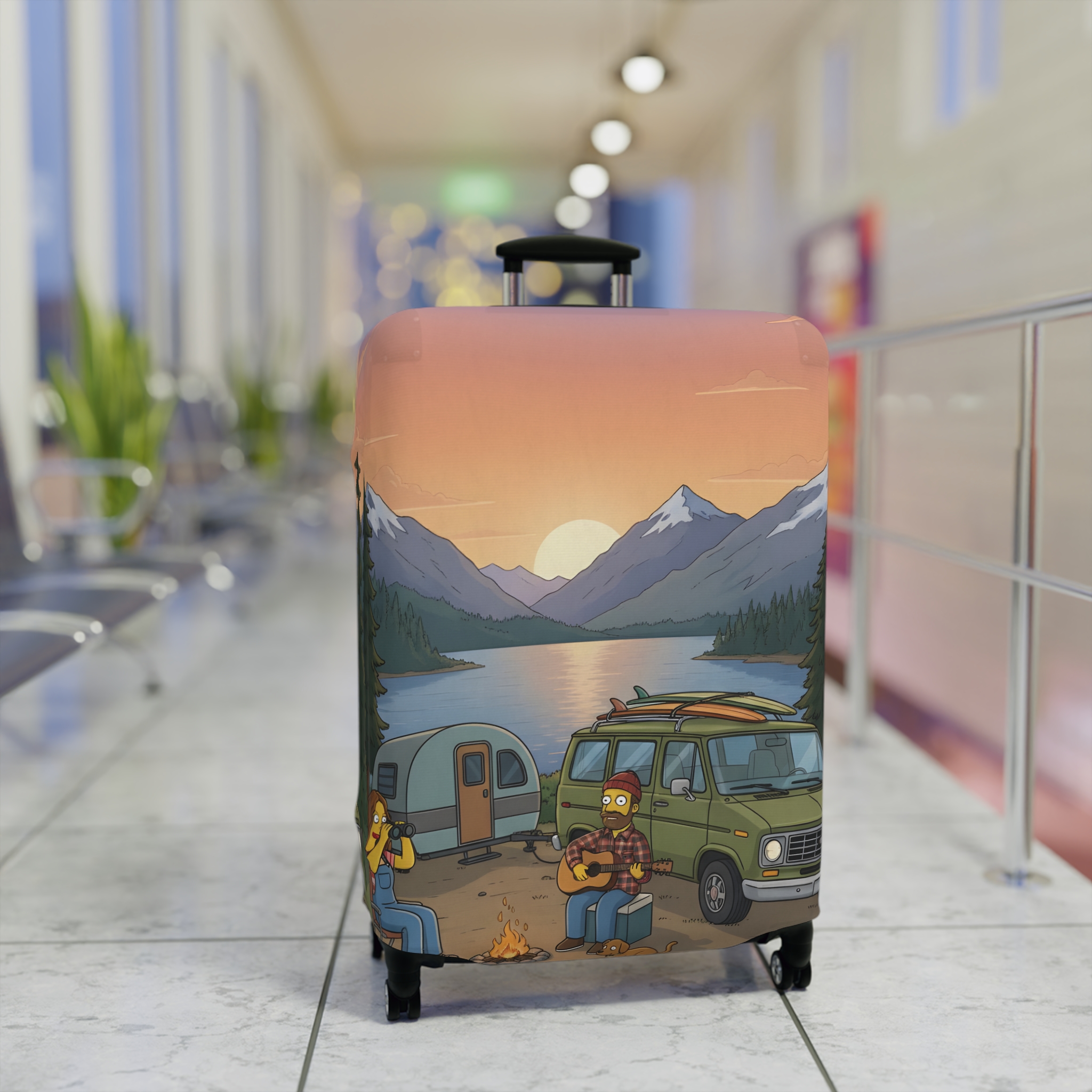 9577741412585020502_2048.jpeg Luggage Cover — Adventure Camper Sketch Travel Suitcase(Design Sitcom-Line)