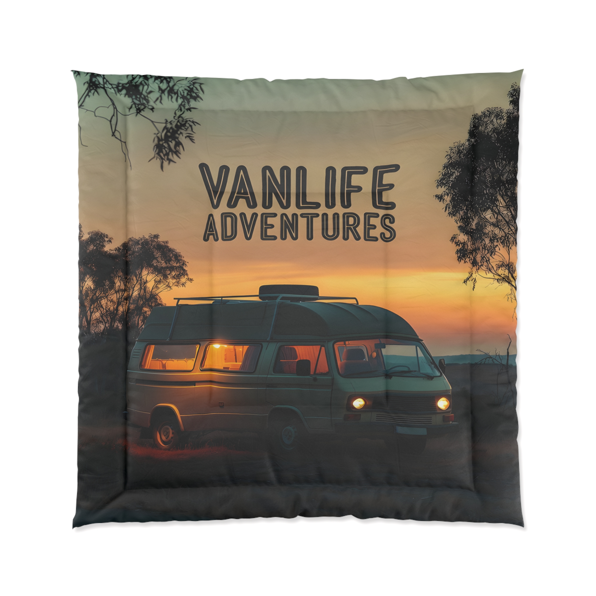 Comforter –"Vanlife Adventures" Sunset Camper Van Bedding for Travelers & Campers