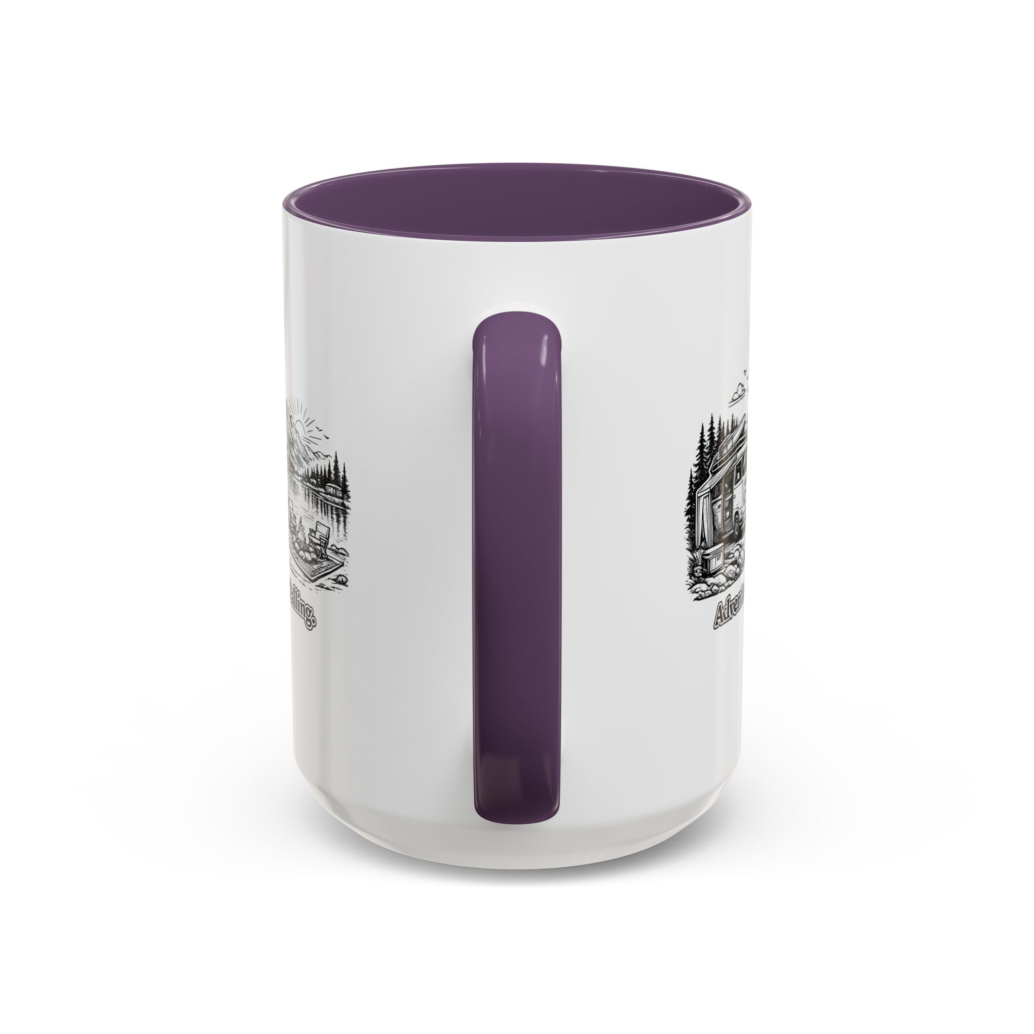 Accent Coffee Mug (11, 15oz) — "Adventure Is Calling" Design Minimal-Line