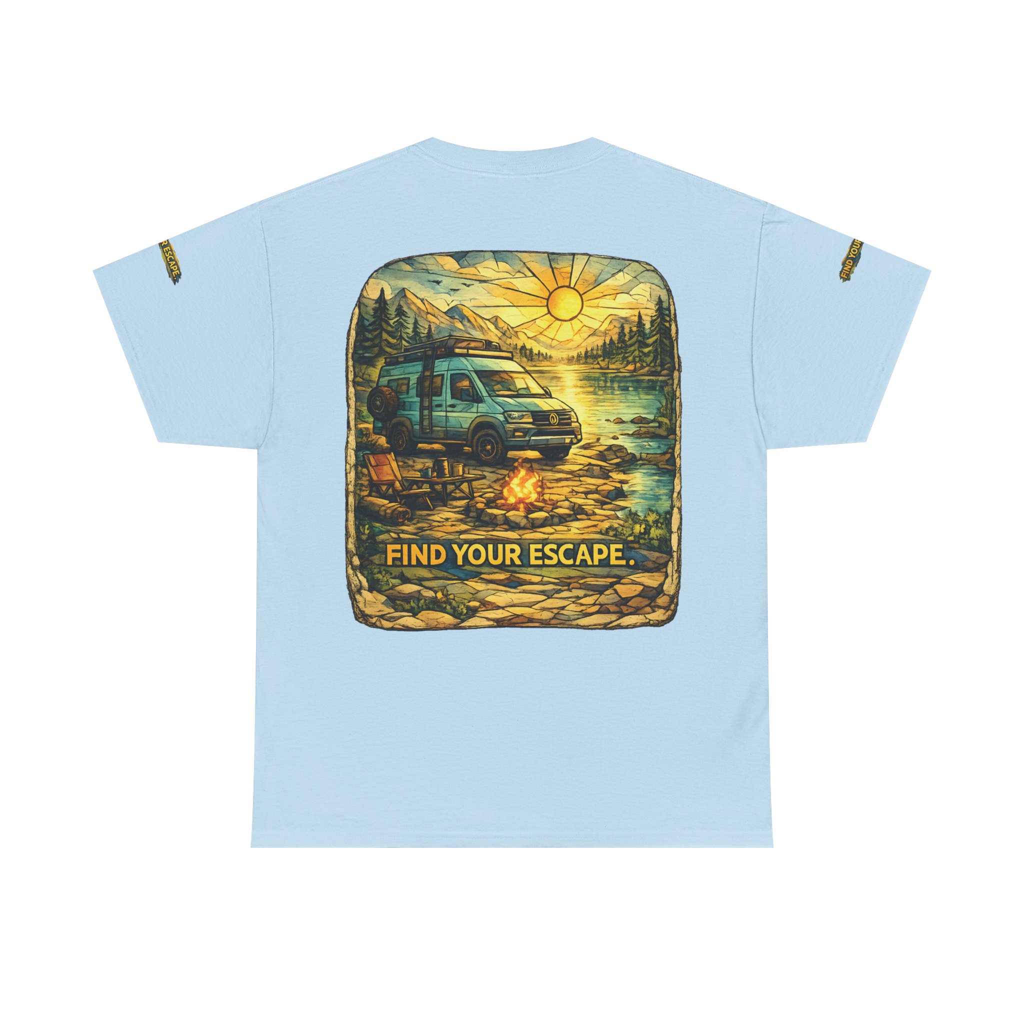Unisex Heavy Cotton Tee — "Find Your Escape" Design Cubic-Line