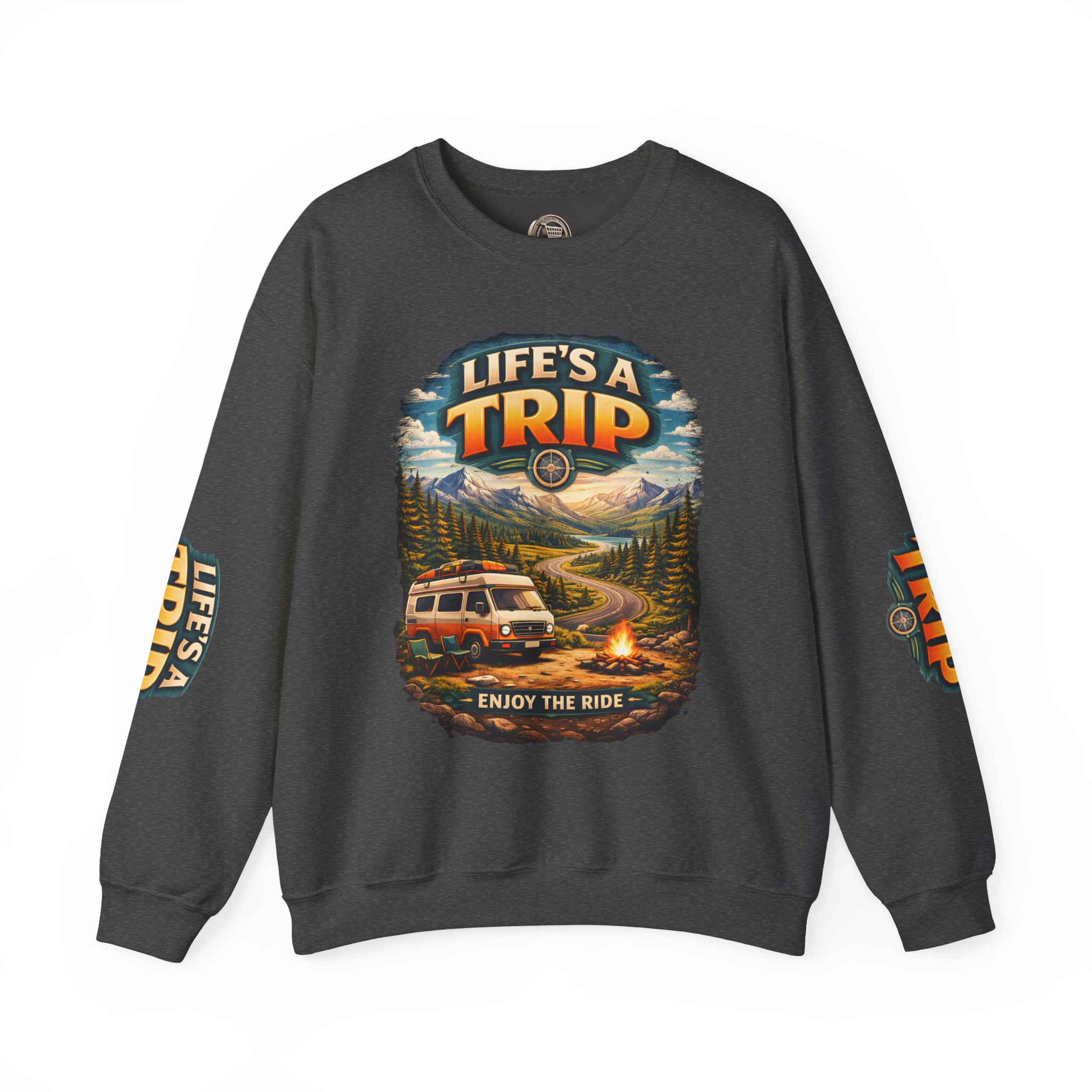 Unisex Heavy Blend™ Crewneck Sweatshirt — "Life s A Trip" Design Scenic-Line
