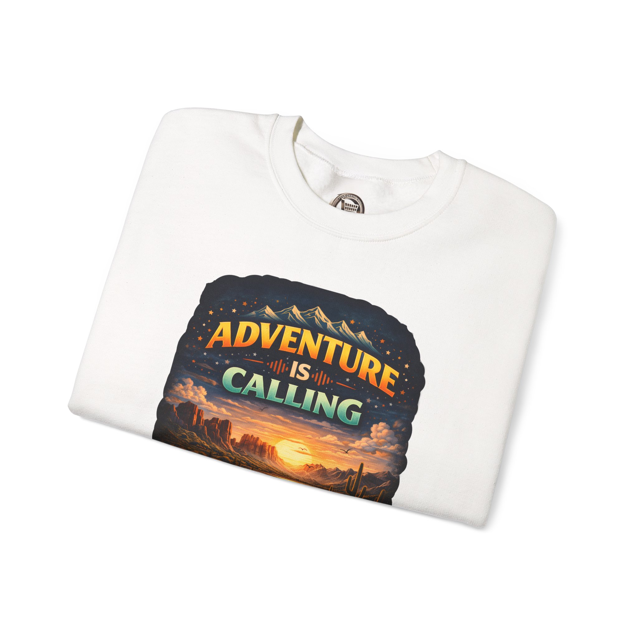 Unisex Heavy Blend™ Crewneck Sweatshirt — "Adventure Is Calling" Design Scenic-Line
