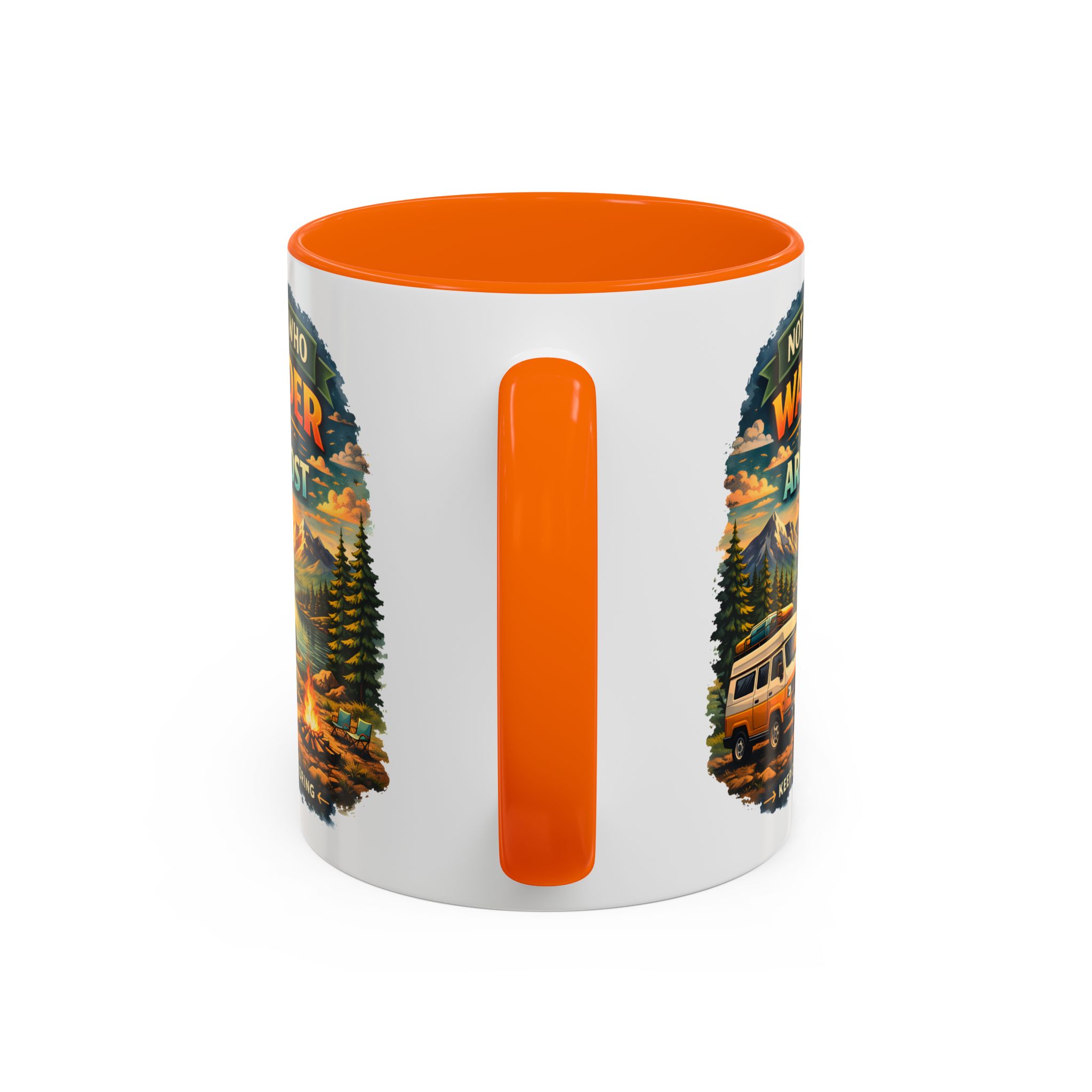 Accent Coffee Mug (11, 15oz) — "Not All Who Wander Are Lost" Design Scenic-Line