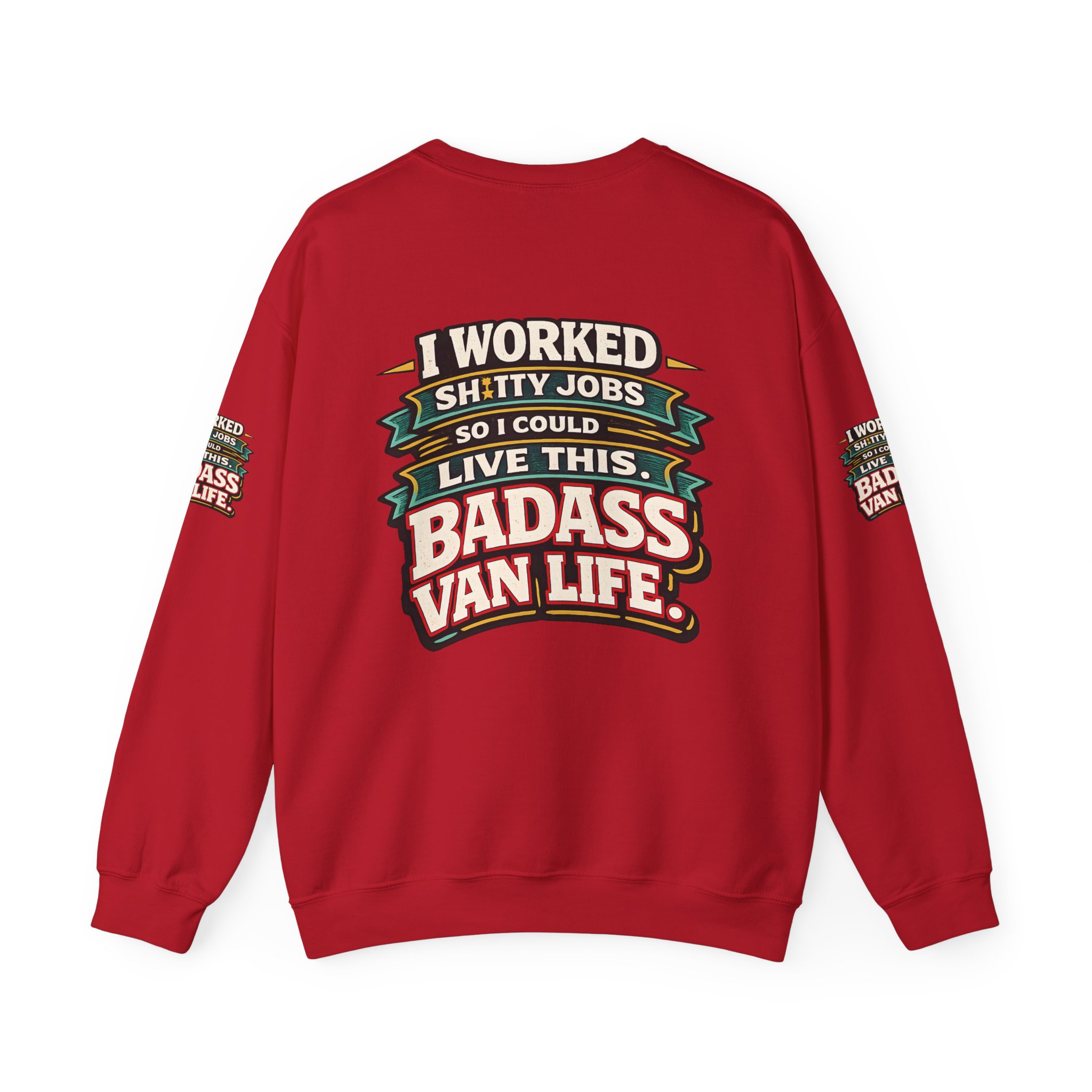 Unisex Heavy Blend™ Crewneck Sweatshirt — "I Worked Shitty Jobs" Design F**K-Line