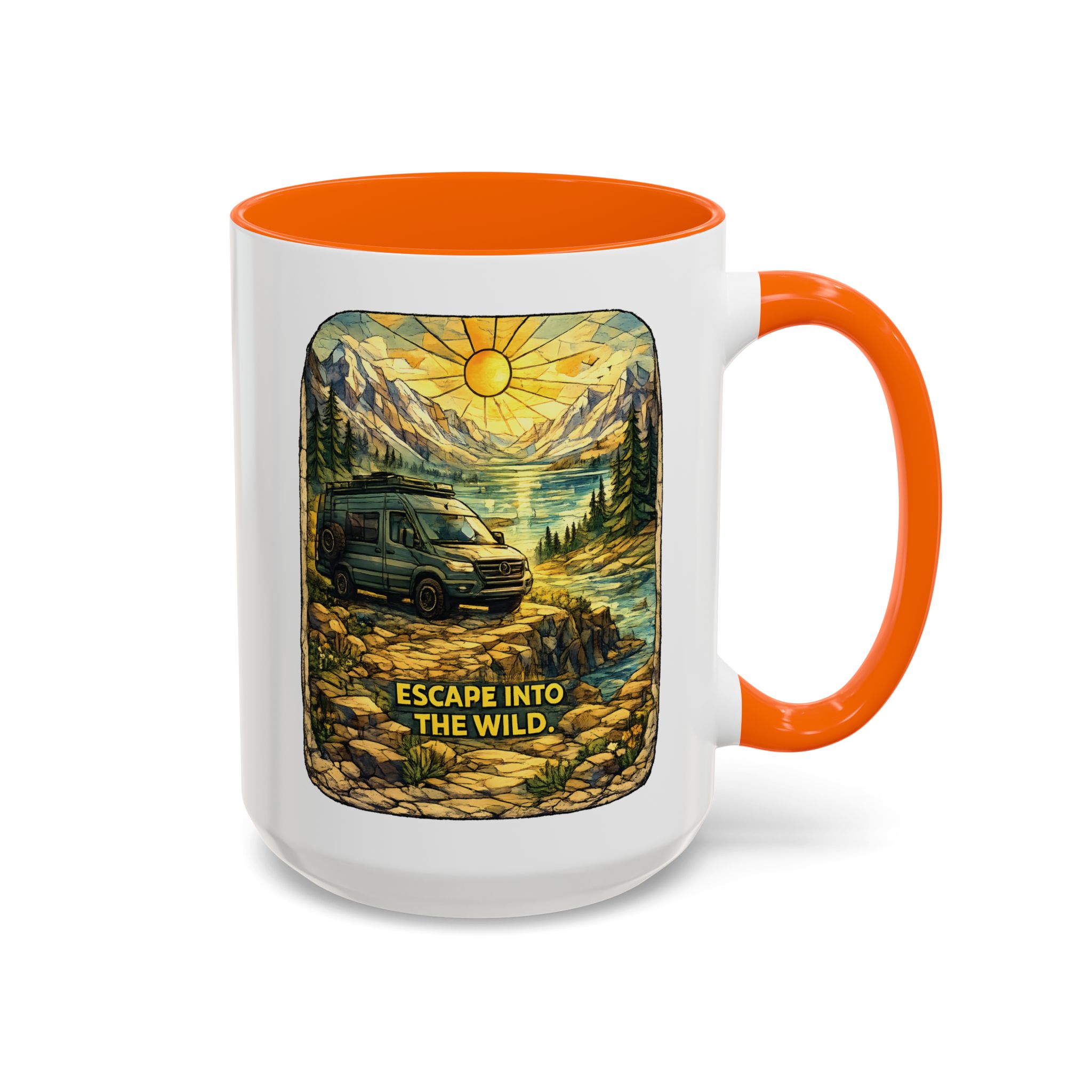 Accent Coffee Mug (11, 15oz) — "Escape Into The Wild" Design Cubic-Line