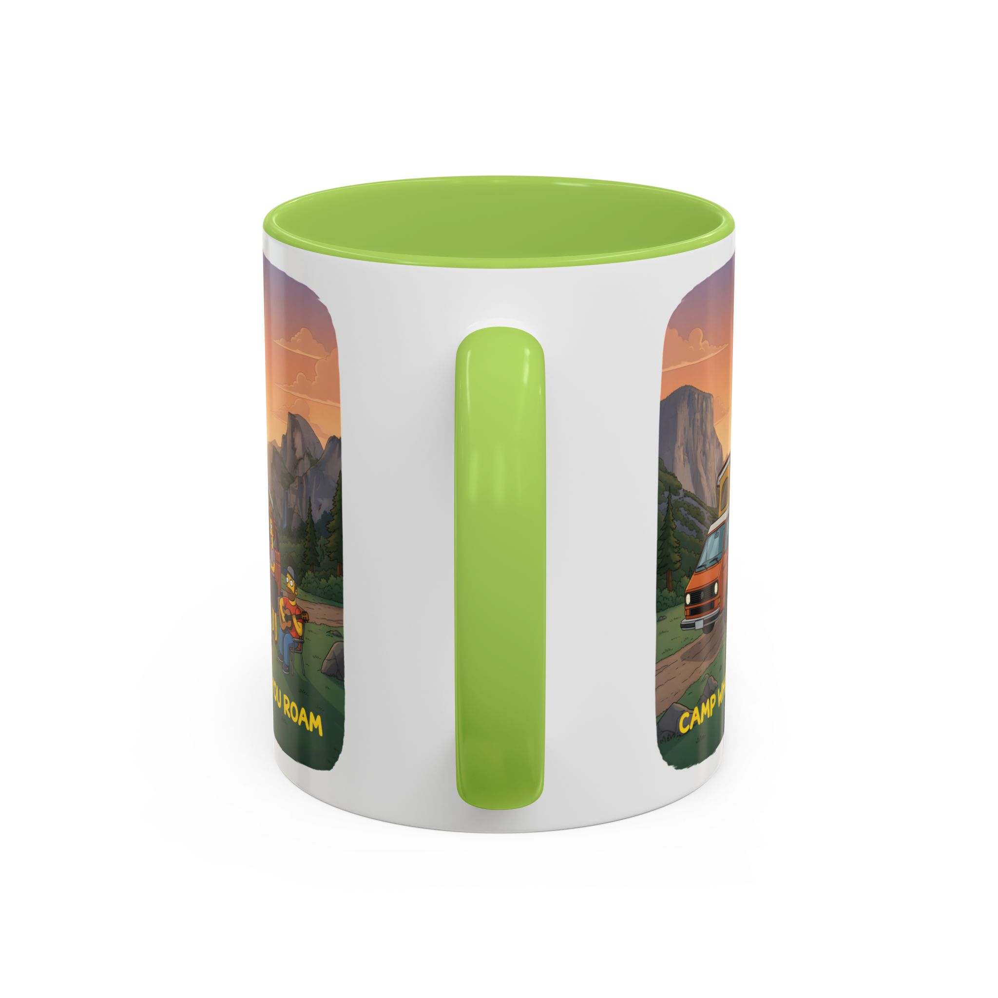 Accent Coffee Mug (11, 15oz) — "Camp Where You Roam" Design Sitcom-Line
