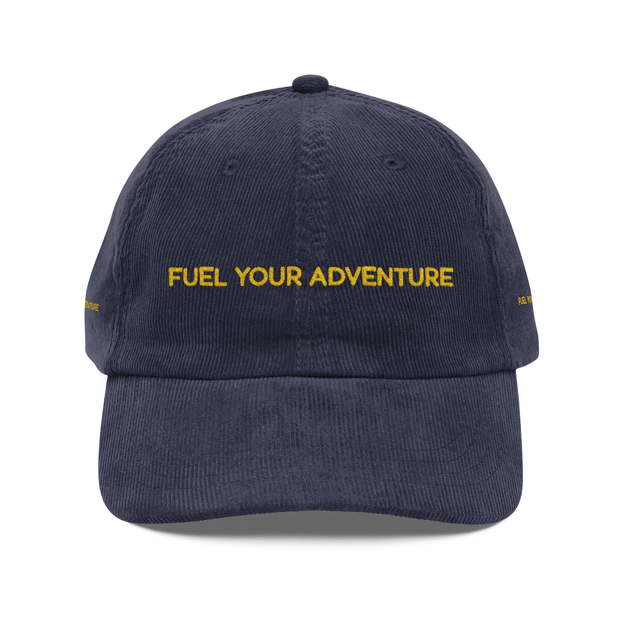 Vintage Corduroy Cap (Embroidery) — "Fuel Your Adventure" Embroidered Hat