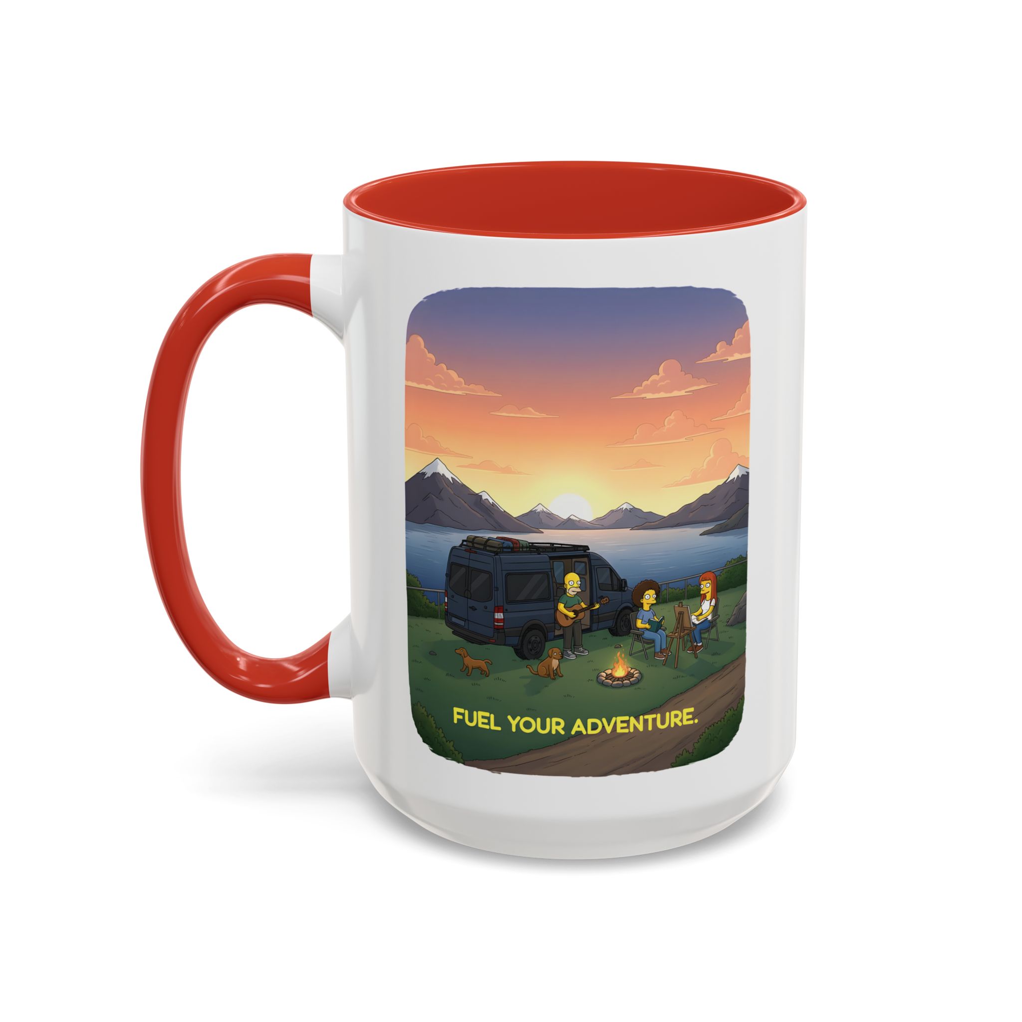Accent Coffee Mug (11, 15oz) — "Fuel Your Adventure" Design Sitcom-Line