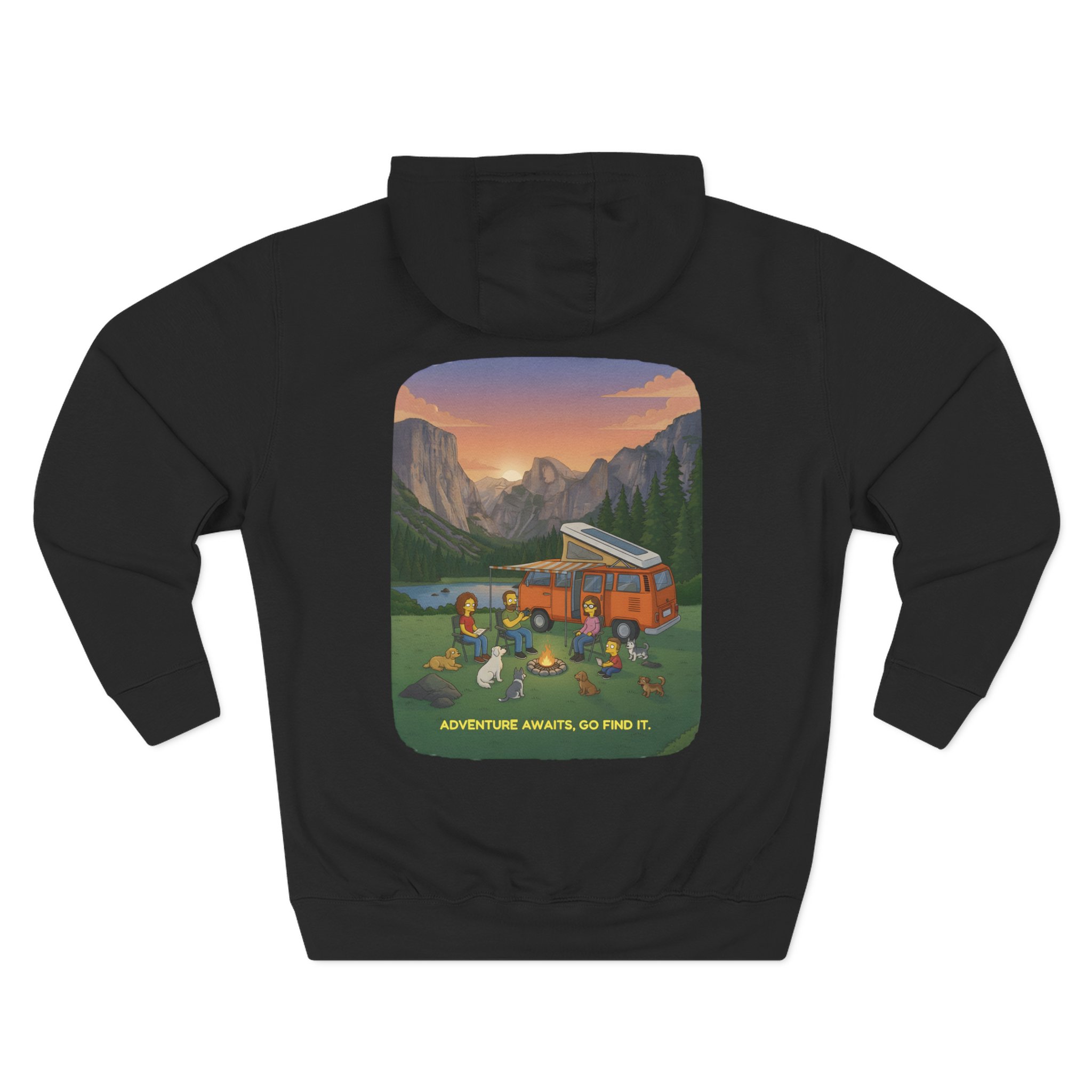 Three-Panel Fleece Hoodie - "Adventure Awaits-Go Find It"" Design Sitcom-Line
