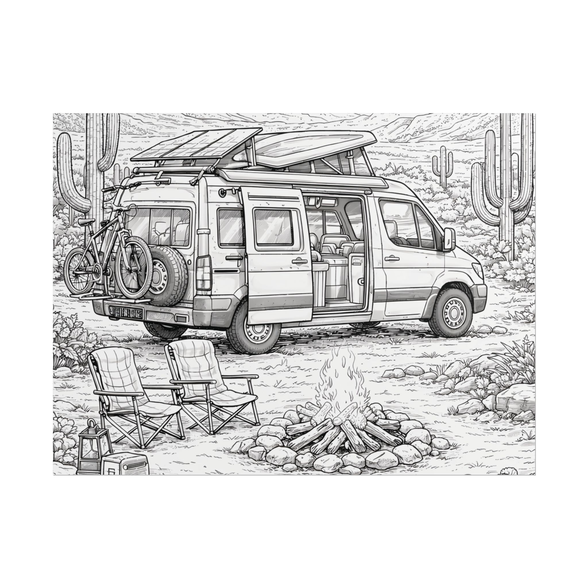 Campervan Poster — Vintage RV Camping Landscape Wall Art