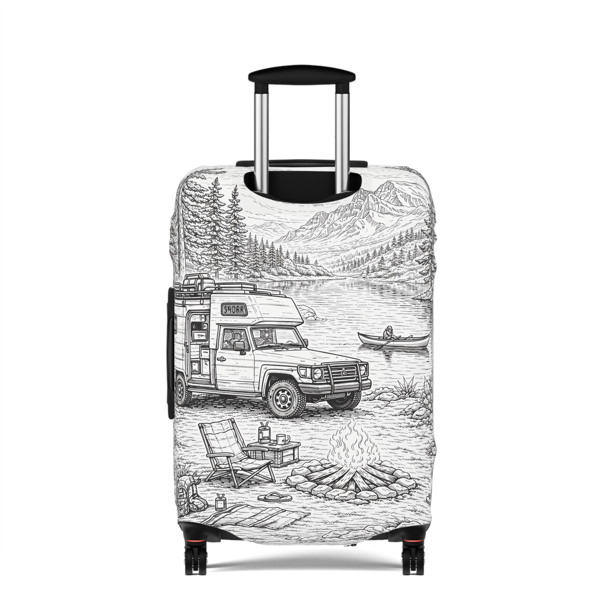 Luggage Cover — Adventure Camper Sketch Travel Suitcase