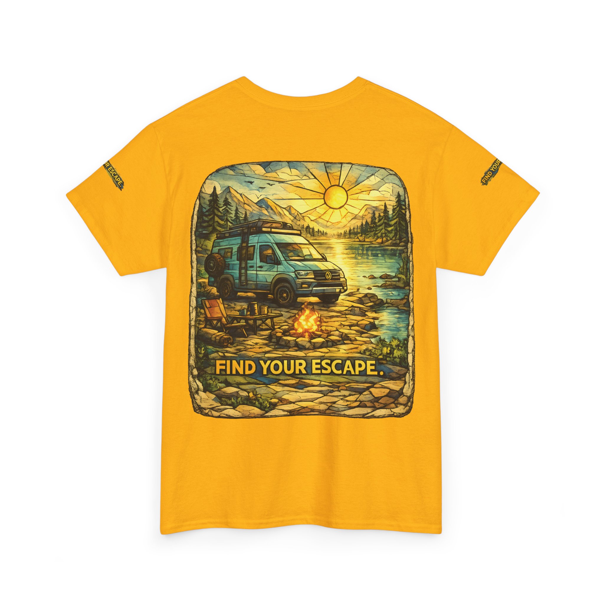Unisex Heavy Cotton Tee — "Find Your Escape" Design Cubic-Line