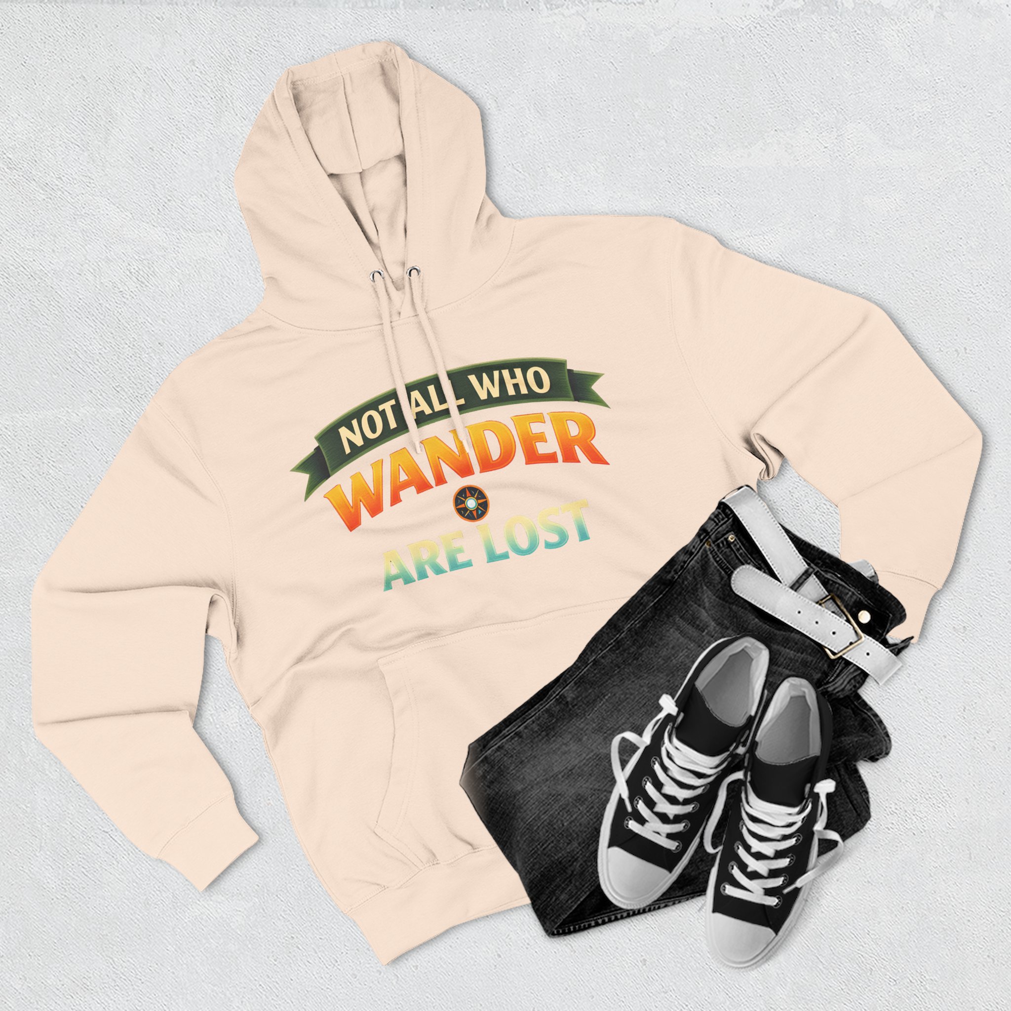 Three-Panel Fleece Hoodie - "Not All Who Wander Are Lost" Design Scenic-Line