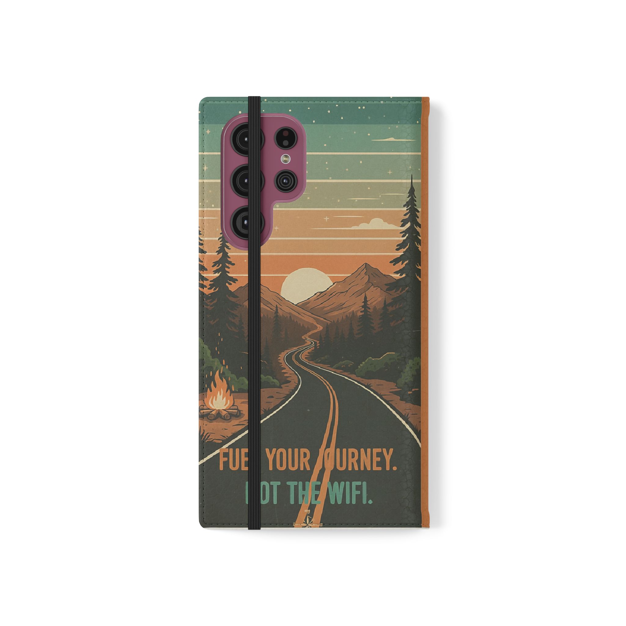 Flip Phone Case — "Adventure Awaits Unplug & Drive" Wallet Case