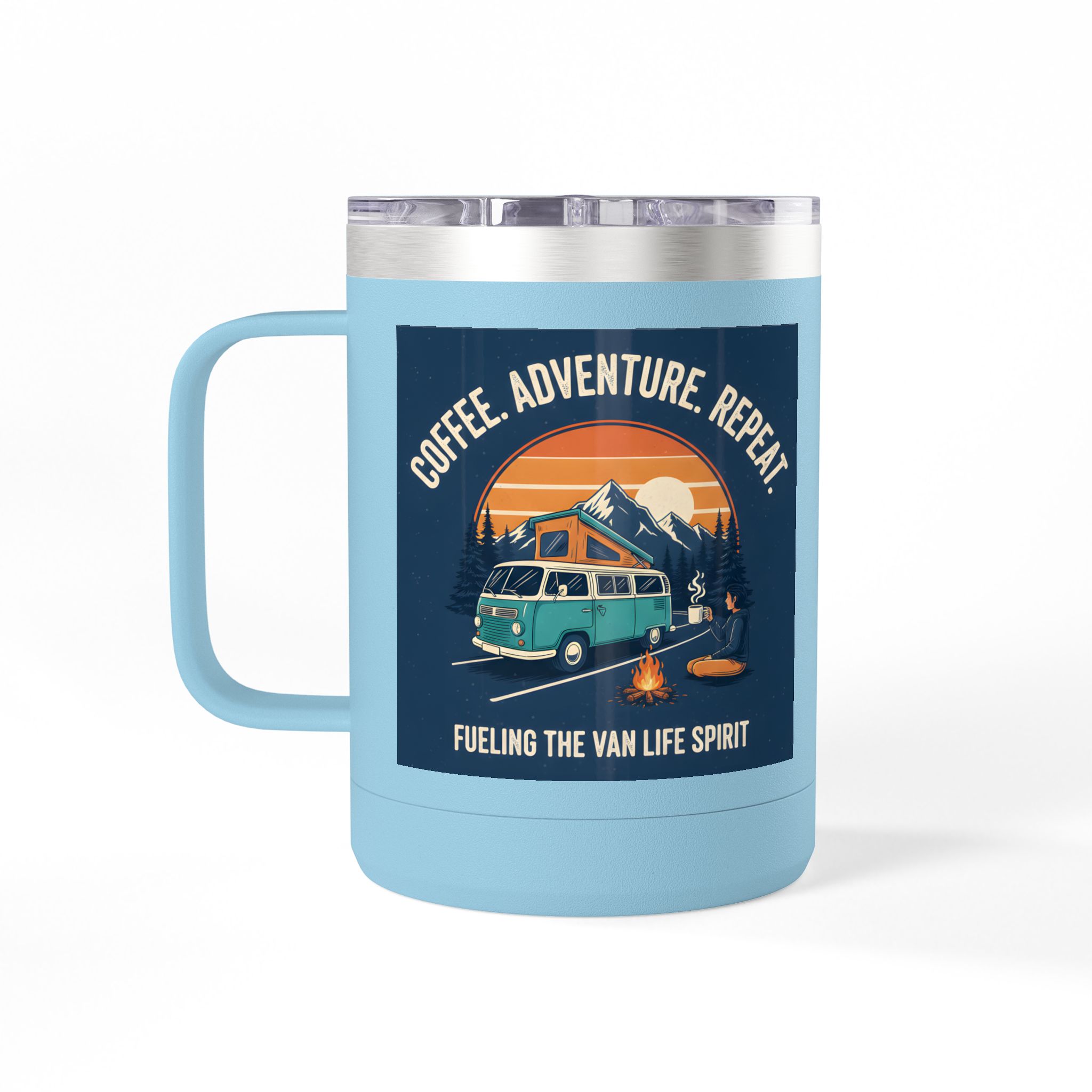 Coffee Mug Tumbler, 15oz — “Coffee. Adventure. Repeat.”
