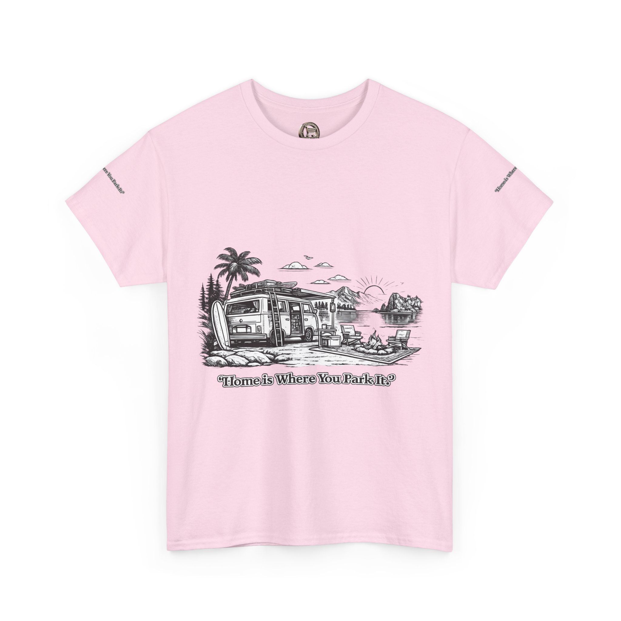 964519837601681042_2048.jpeg Unisex Heavy Cotton Tee — "Home Is Where You Park It" Design Minimal-Line