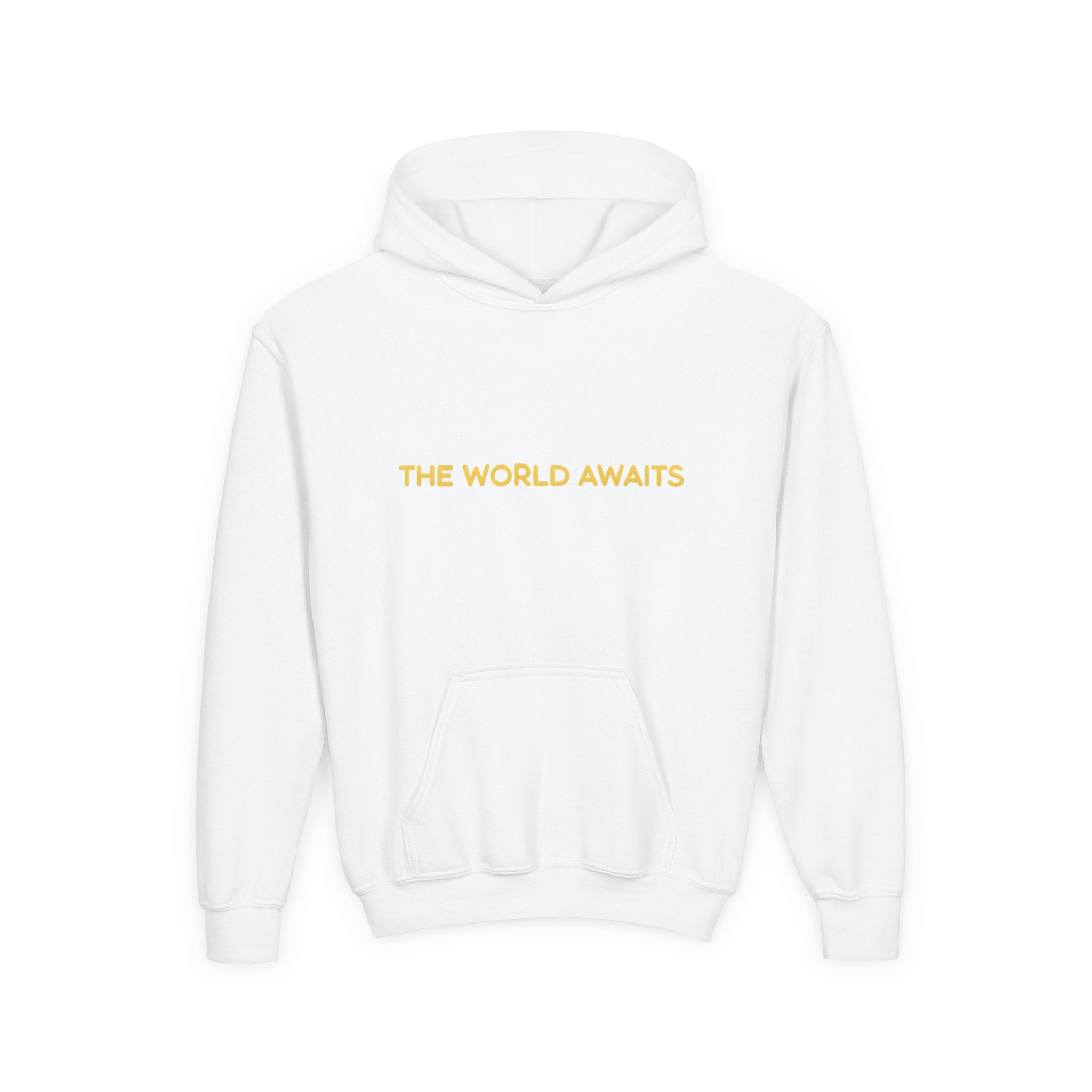 Youth Hoodie(Gildan) – "The World Awaits" (Design Sitcom-Line)