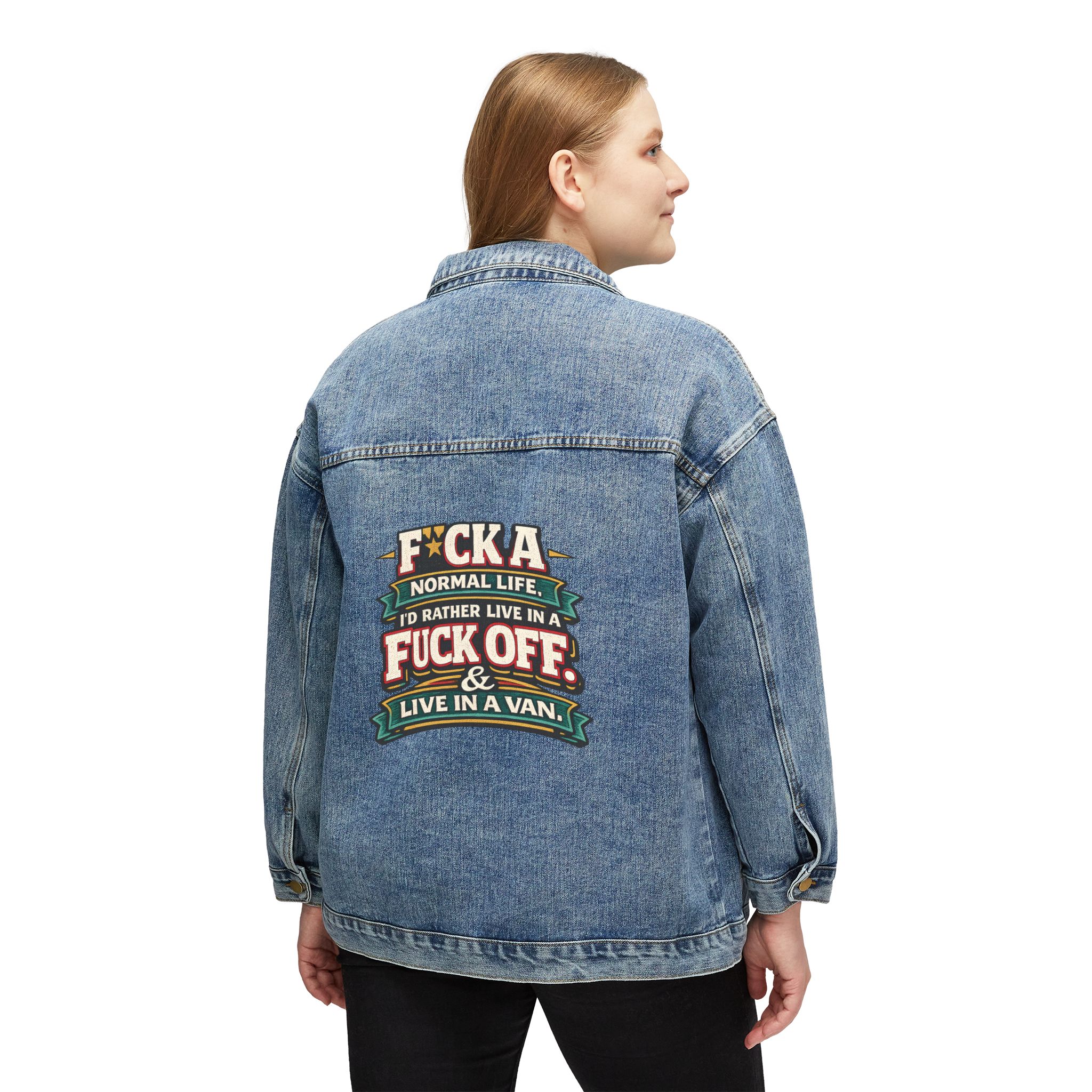 Women's Denim Jacket — "Fuck A Normal Life" Design F**K-Line