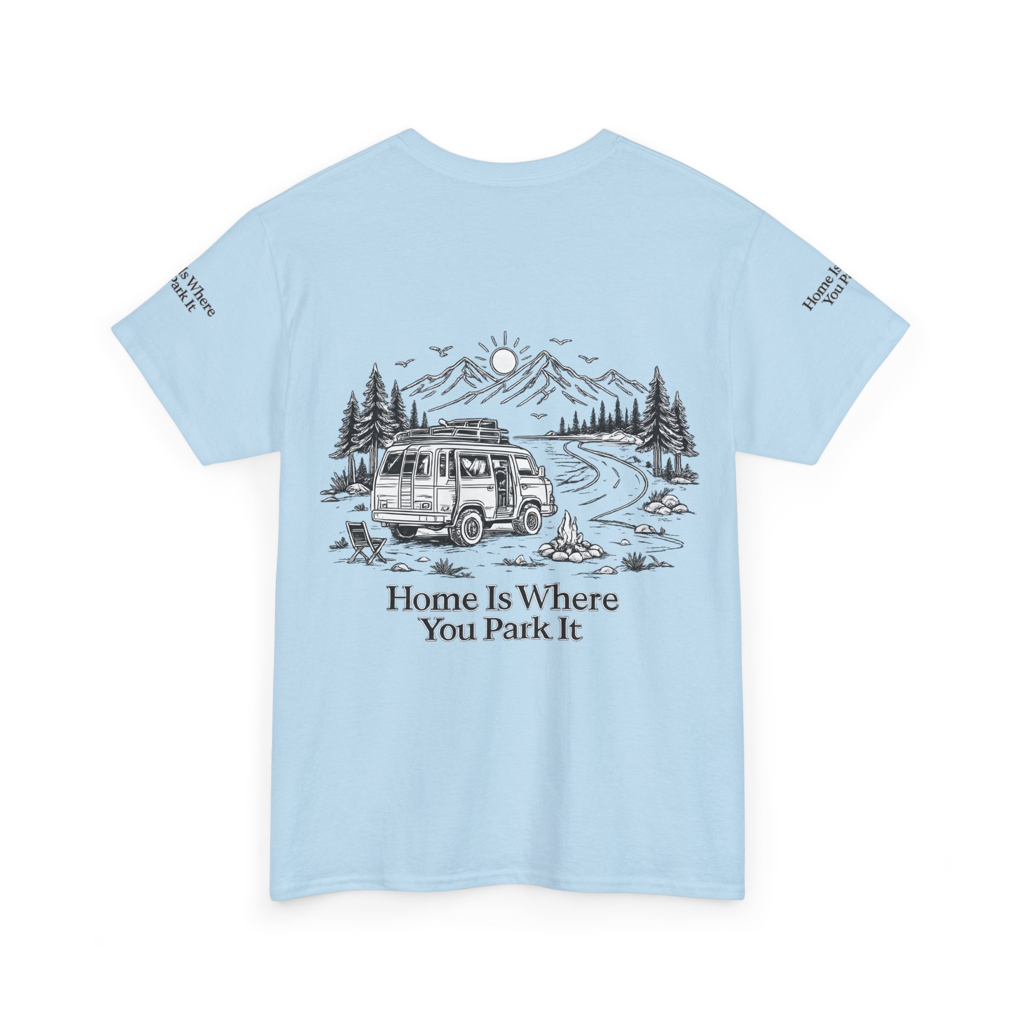 Unisex Heavy Cotton Tee — "Home Is Where You Park It" Design Minimal-Line