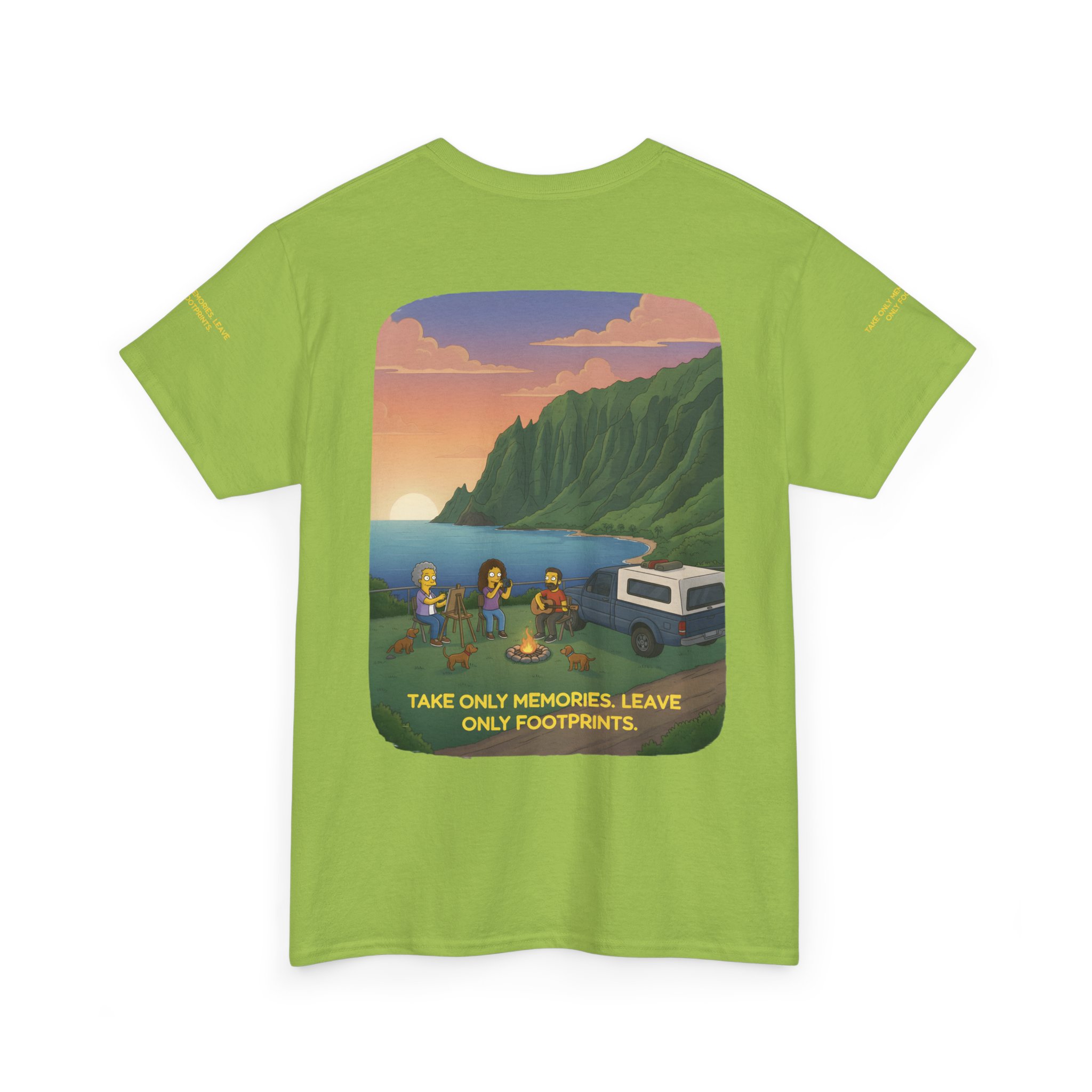 Unisex Heavy Cotton Tee — "Take Only Memories-Leave Only Footprints" Design Sitcom-Line