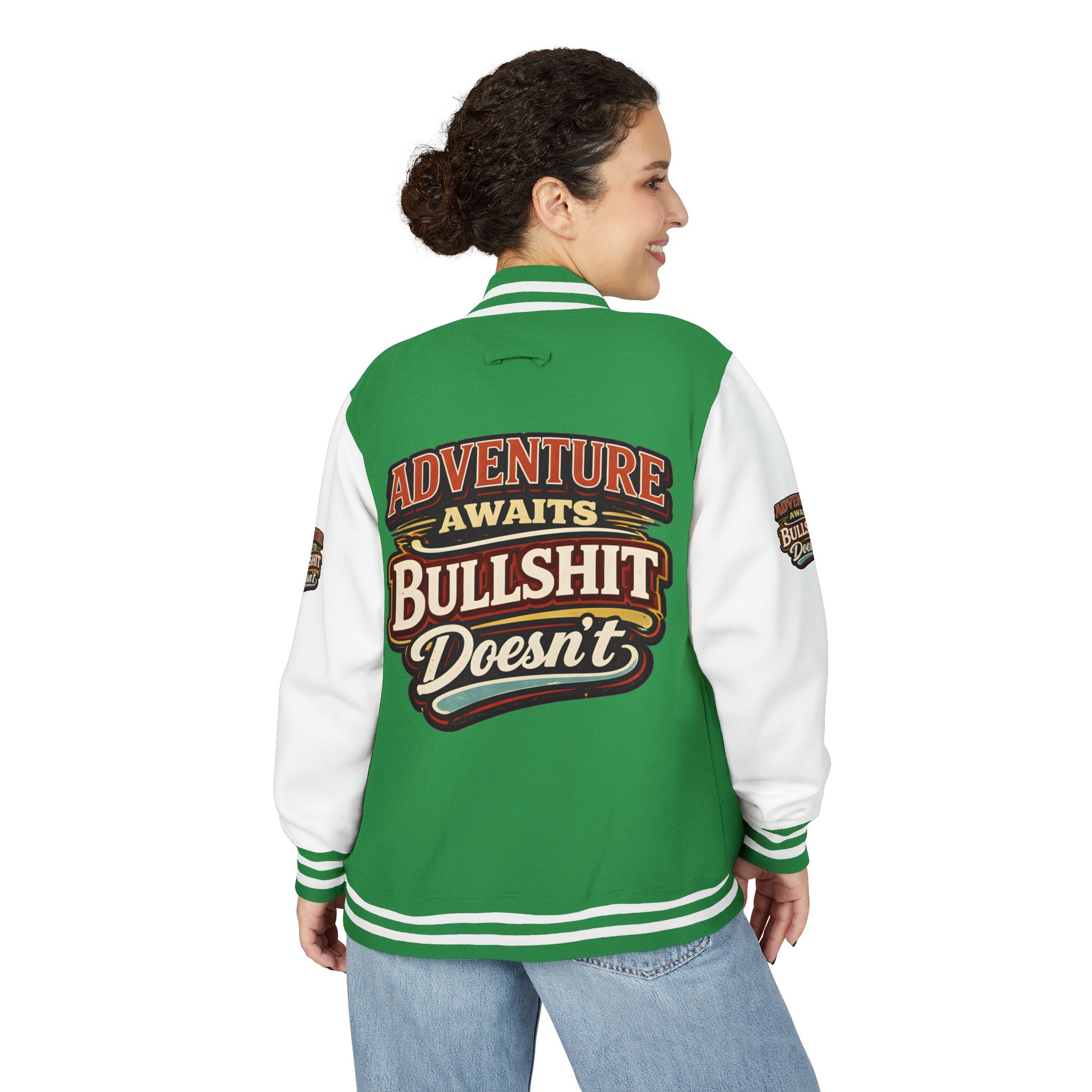 Unisex Heavyweight Letterman Jacket — "Adventure Awaits" Design F**K-Line