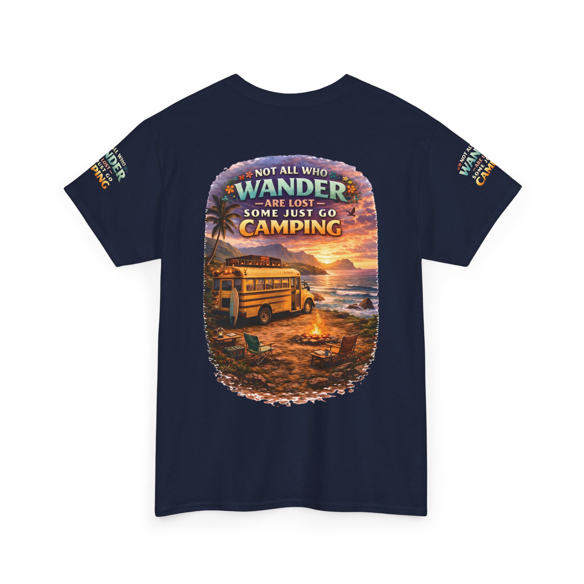 Unisex Heavy Cotton Tee — "Not All Who Wander Are Lost" Design Scenic-Line