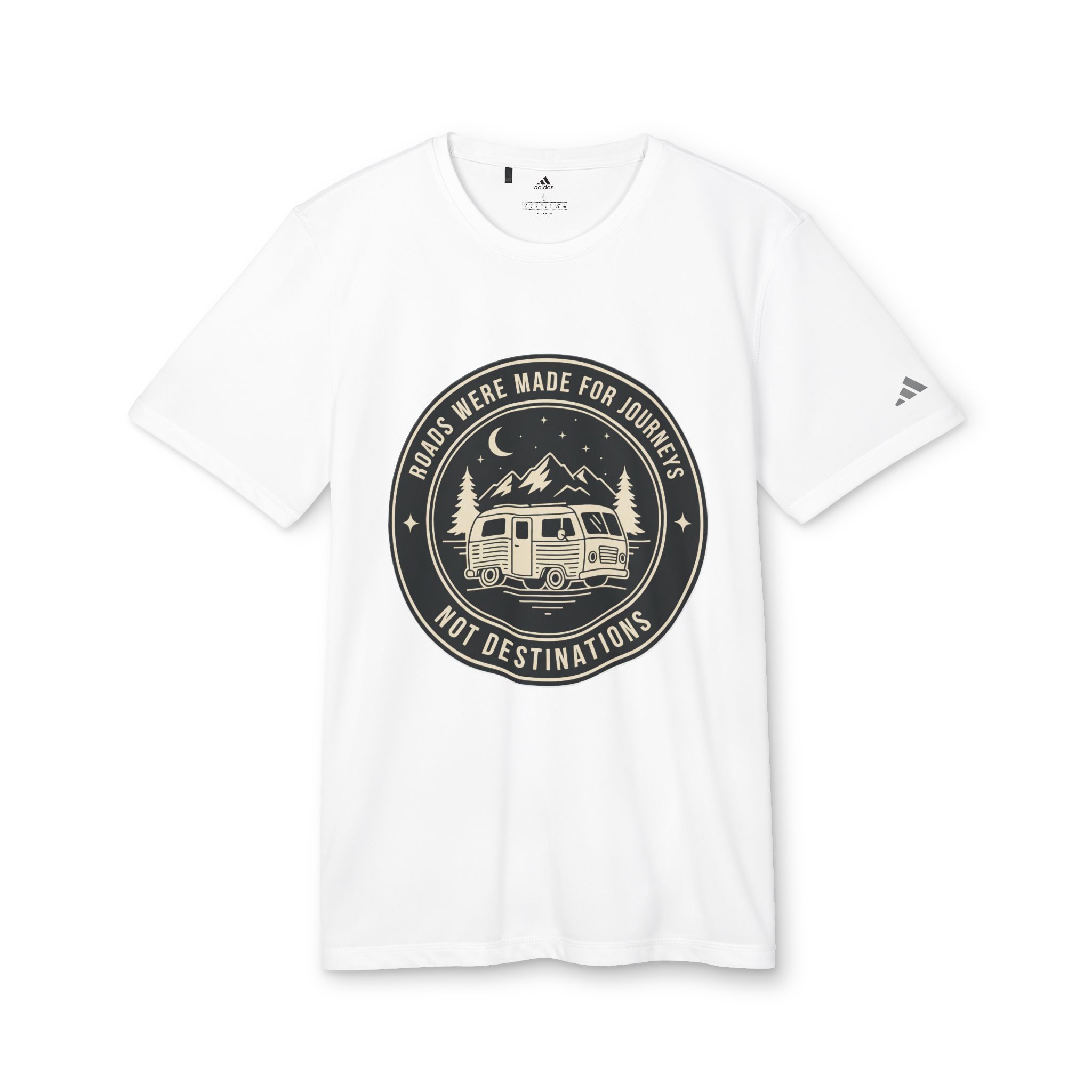 T-Shirt(Adidas) — 'ROAD WHERE MADE FOR JOURNEYS-NOT DESTINATIONS' (Only Font printed) Brand Adidas
