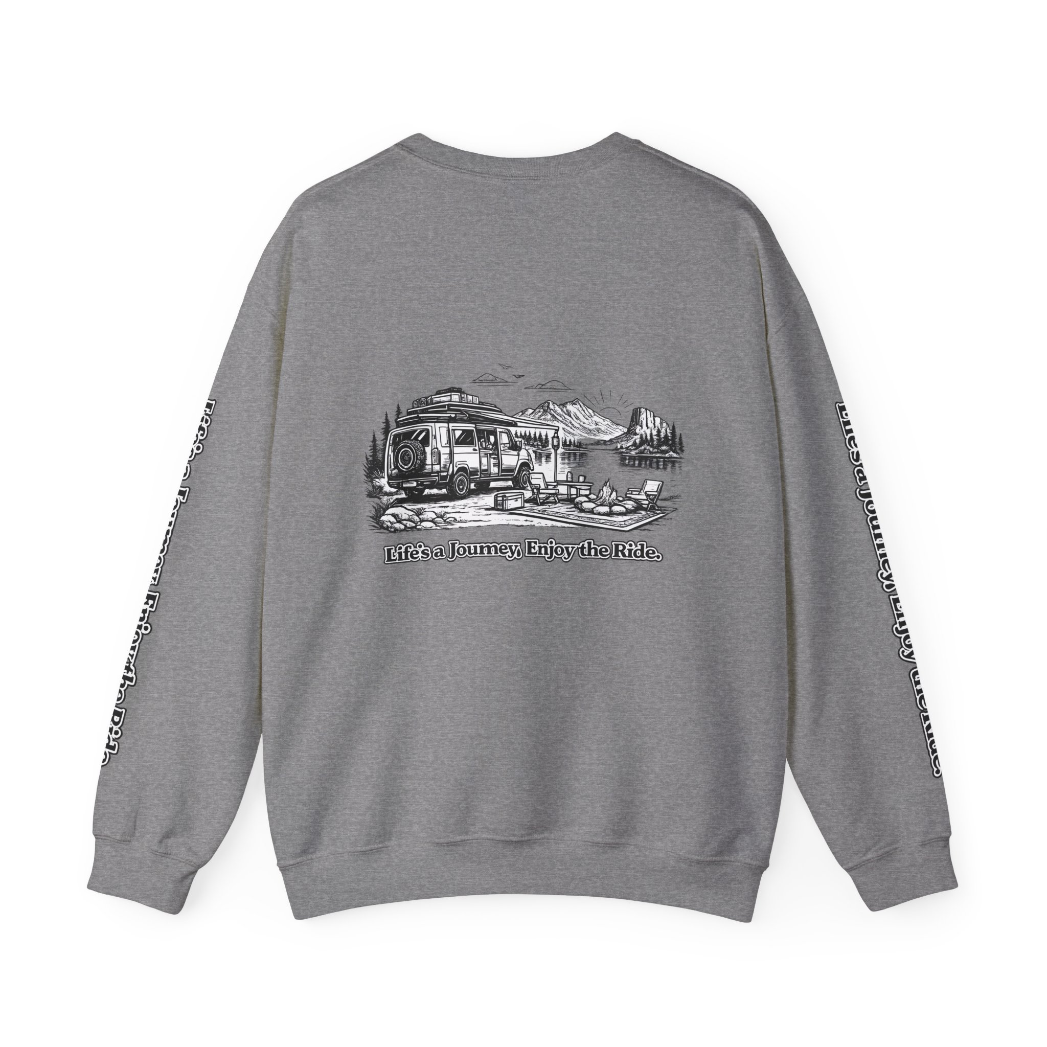 Unisex Heavy Blend™ Crewneck Sweatshirt — "Lifes A Journey,Enjoy The Ride" Design Minimal-Line