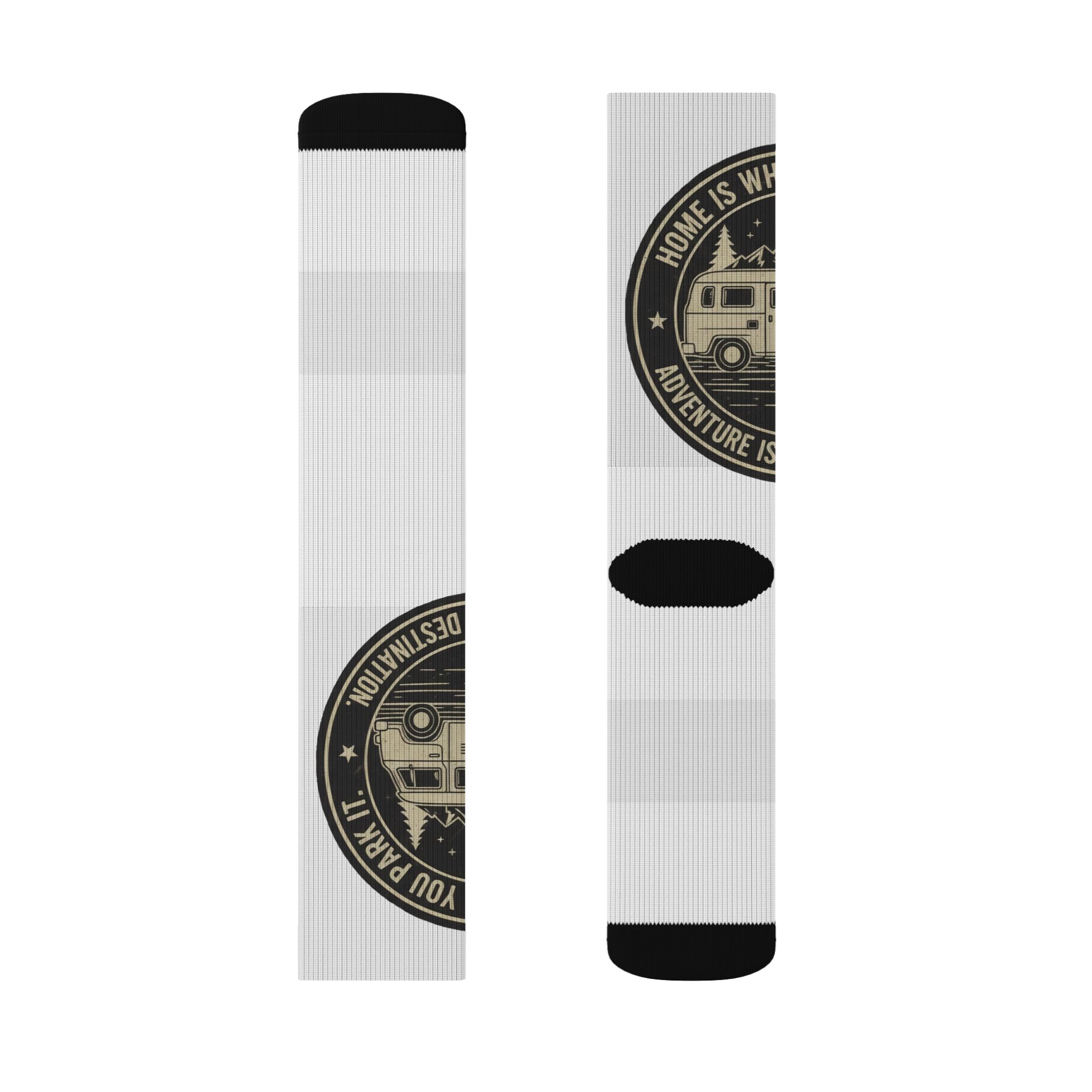 Sublimation Socks — Retro Camper Roadtrip Crew Socks