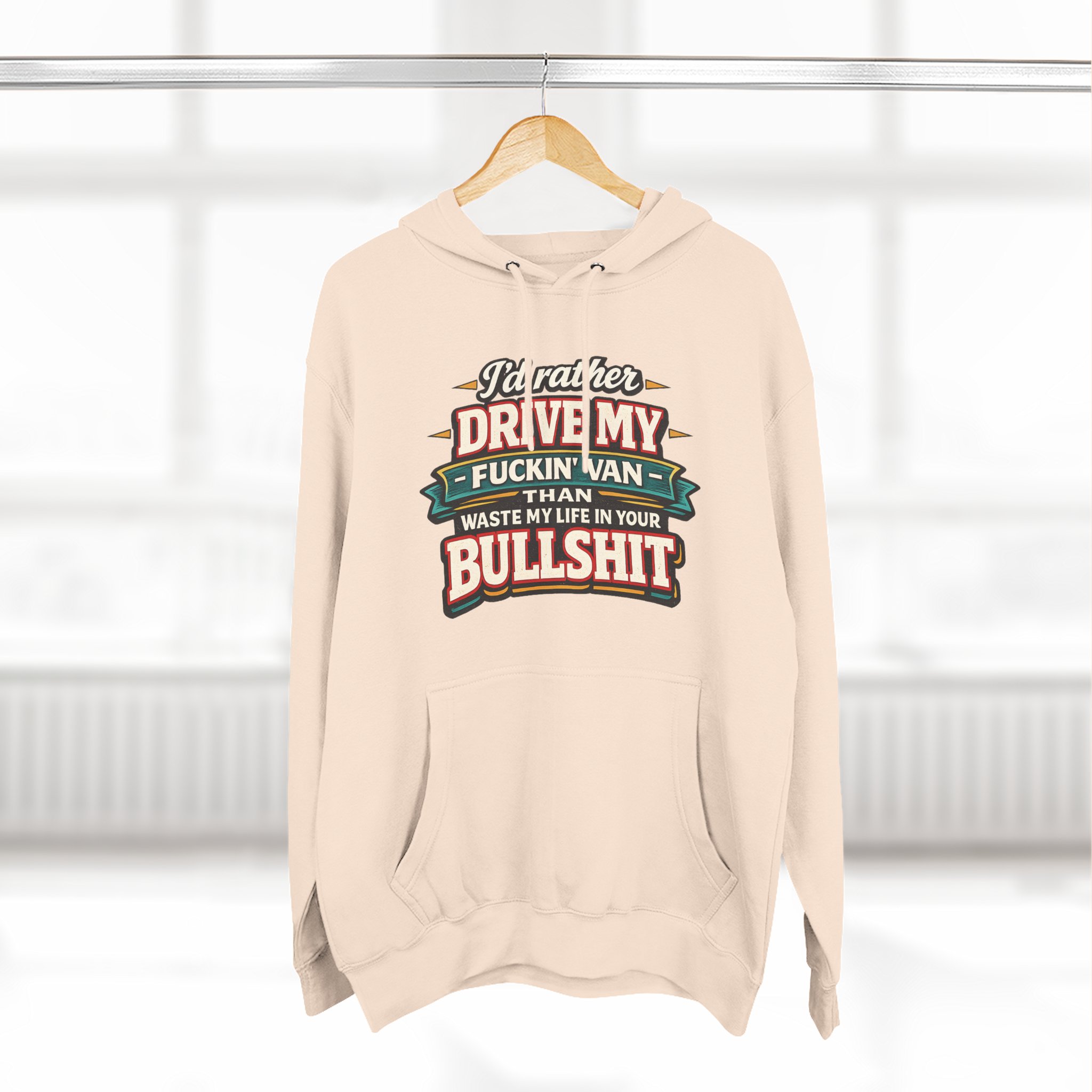 Three-Panel Fleece Hoodie - "I´d Rather Drive My Fucking Van" Design F**K-Line