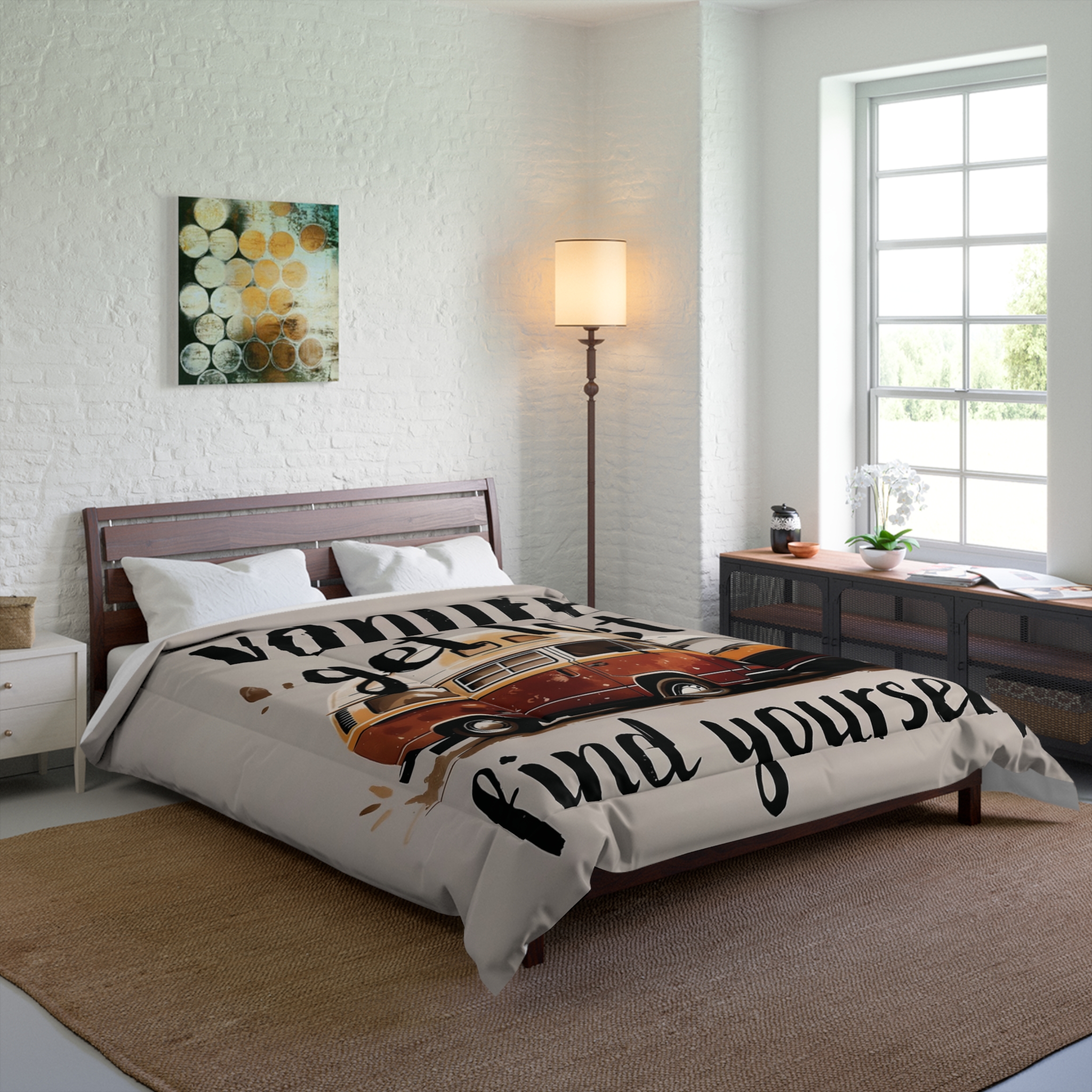 Comforter — Vanlife ‘Get Lost, Find Yourself’ Retro Camper Bedding