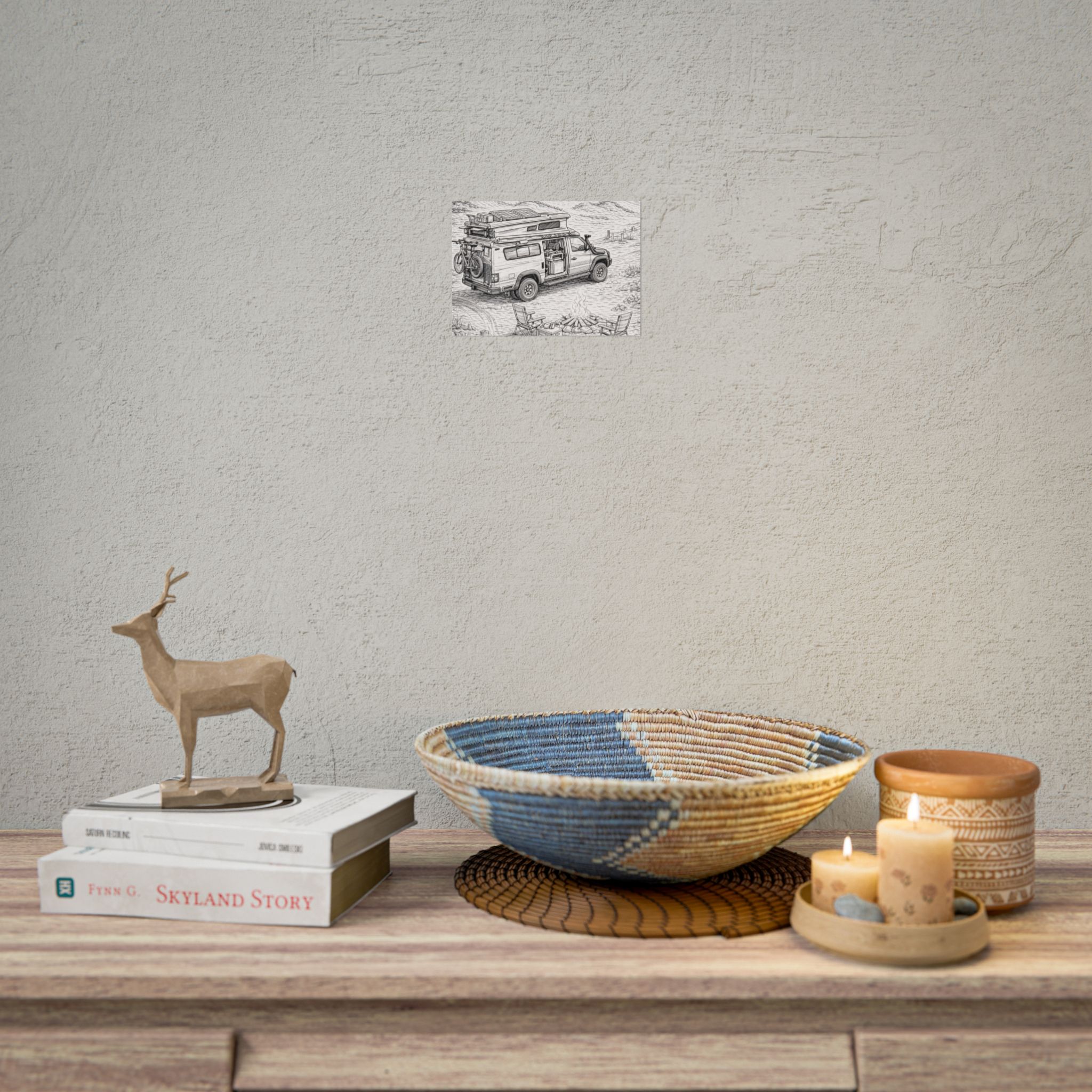 Campervan Poster — Vintage RV Camping Landscape Wall Art