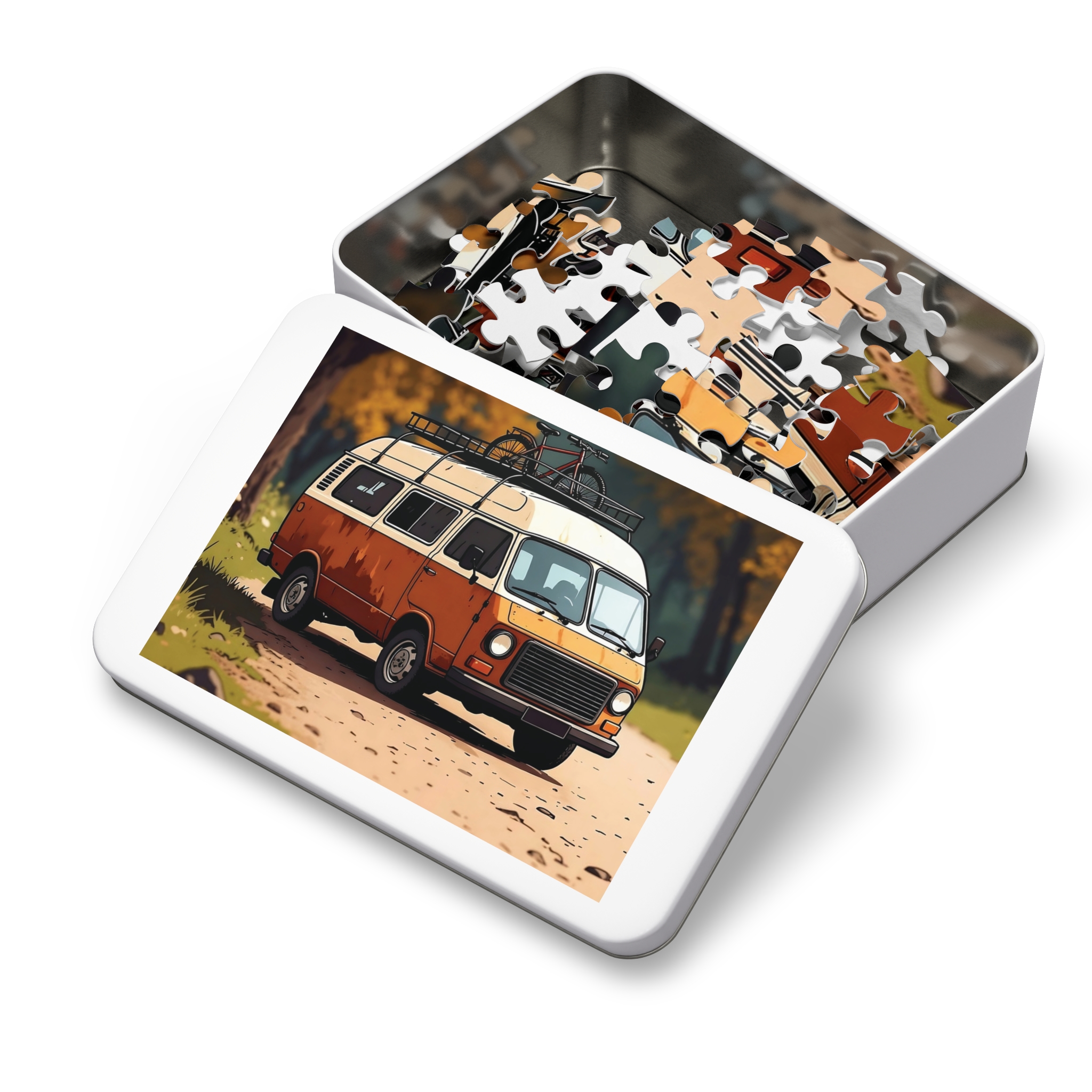 Jigsaw Puzzle with Tin — Scenic Road Trip Puzzle