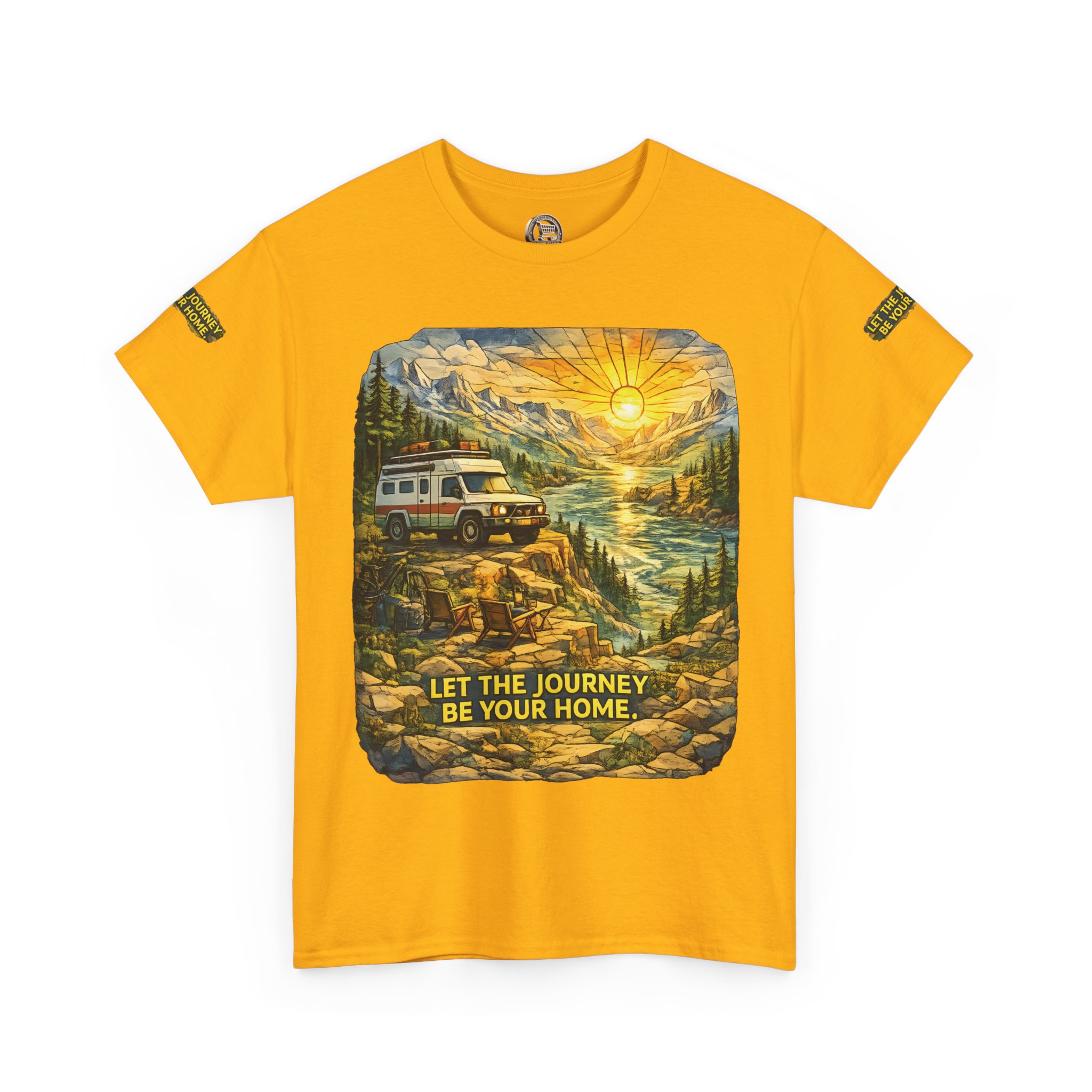 9695789774476177882_2048.jpeg Unisex Heavy Cotton Tee — "Let The Journey Be Your Home" Design Cubic-Line