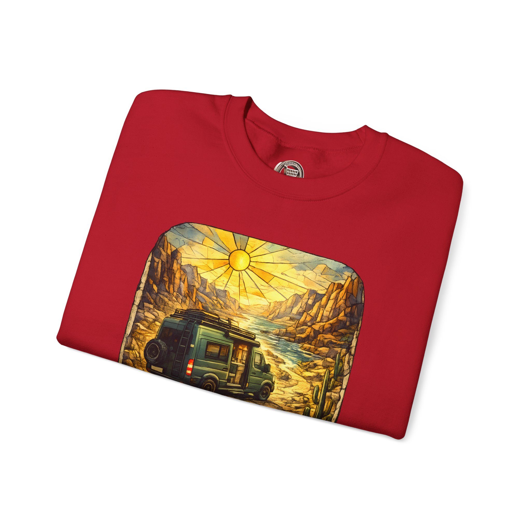 Unisex Heavy Blend™ Crewneck Sweatshirt — "Choose The Road Less Traveled" Design Cubic-Line