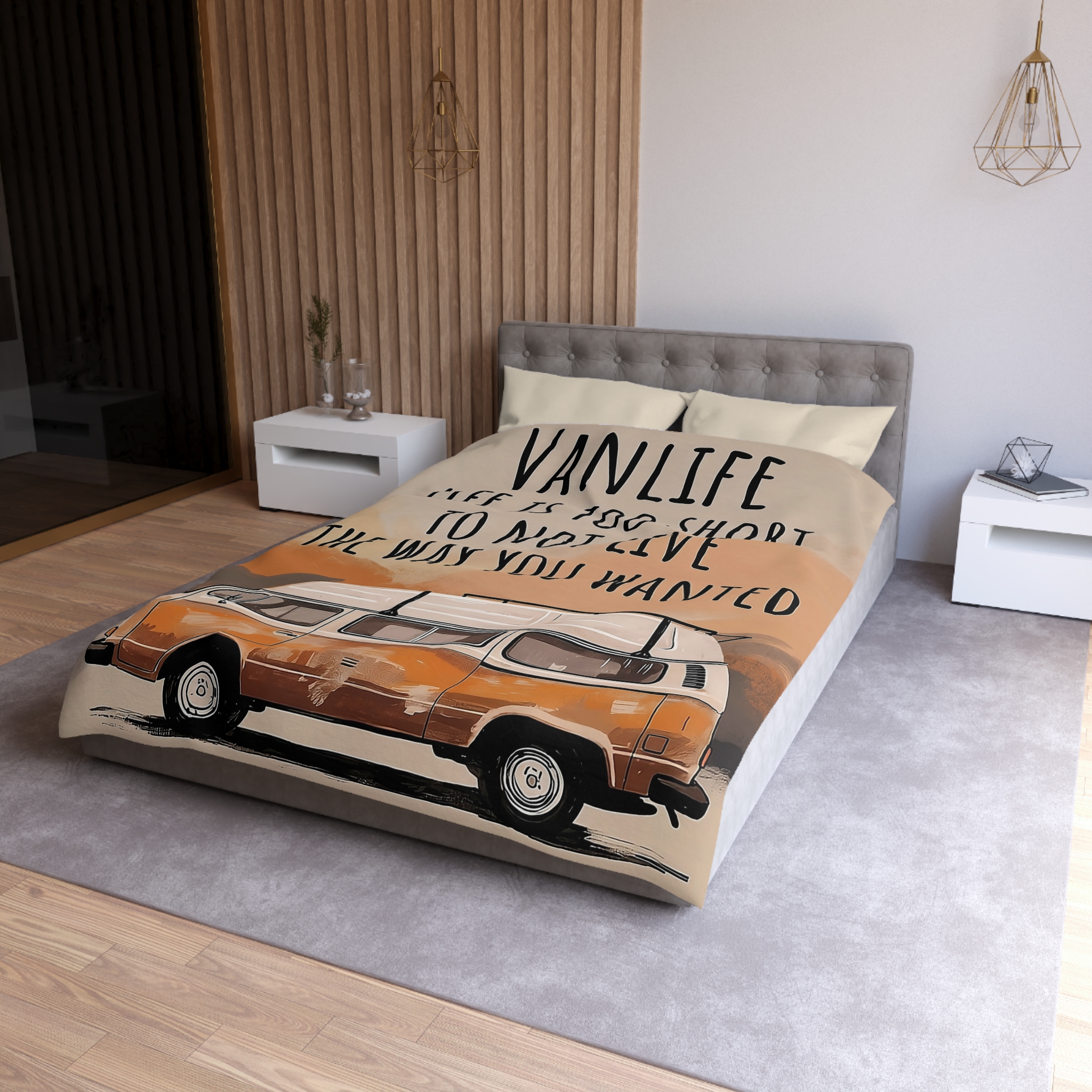 Duvet Cover — 'Vanlife - Life Is Too Short to Not Live the Way You Wanted' Camper Bedding