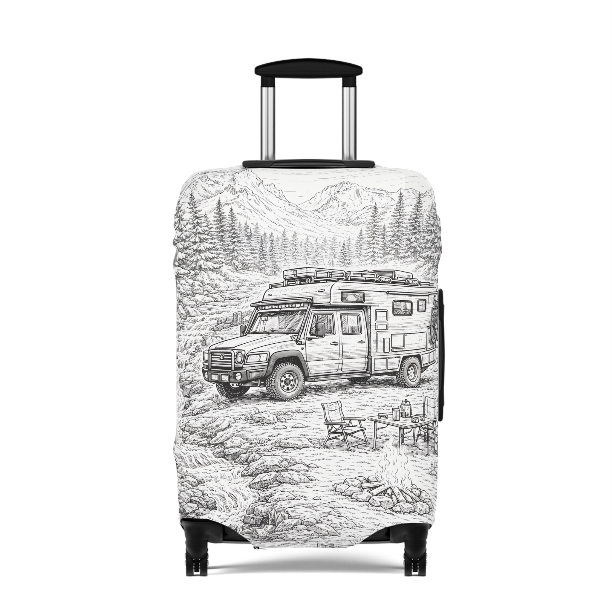 9708226230881707798_2048.jpeg Luggage Cover — Adventure Camper Sketch Travel Suitcase