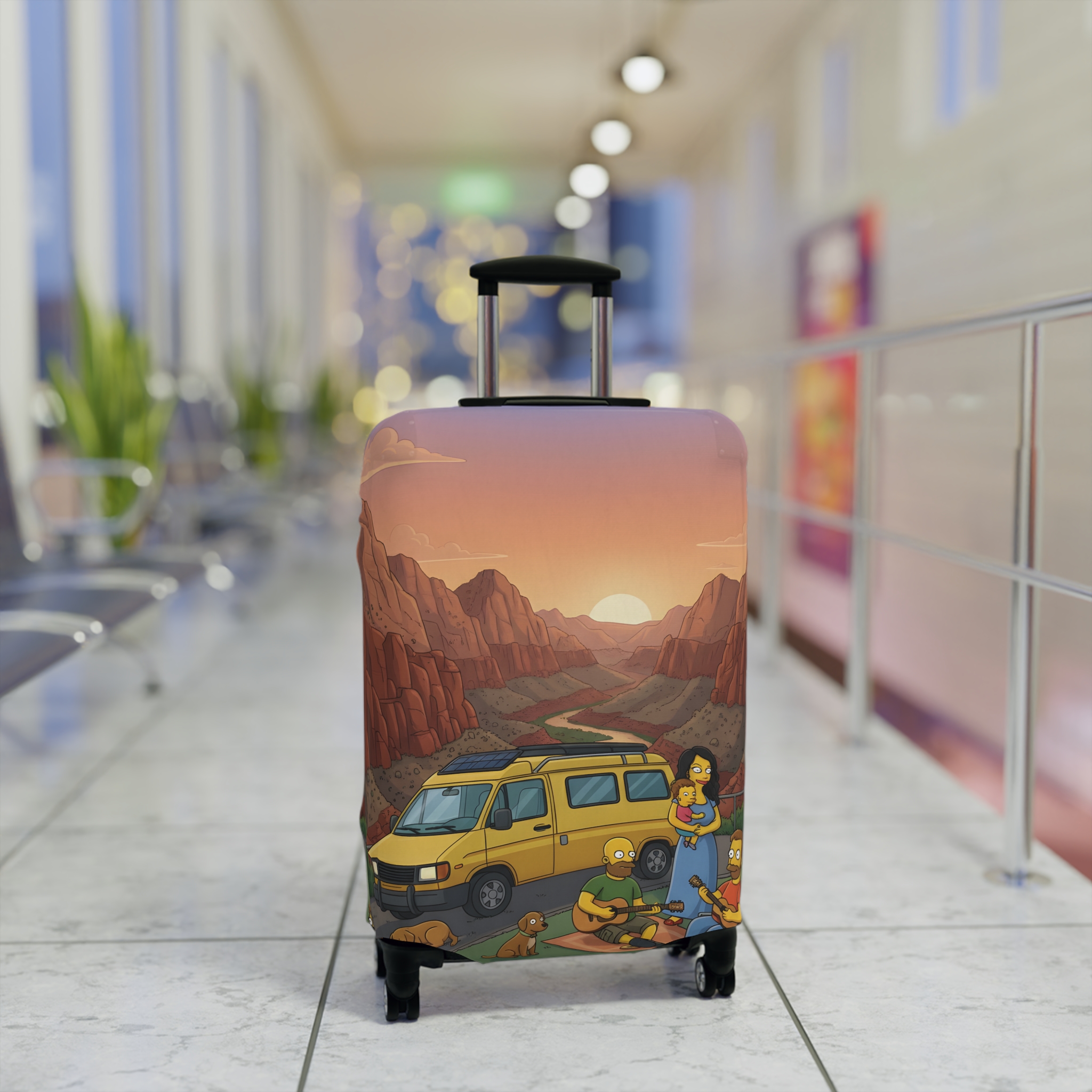 Luggage Cover — Adventure Camper Sketch Travel Suitcase(Design Sitcom-Line)