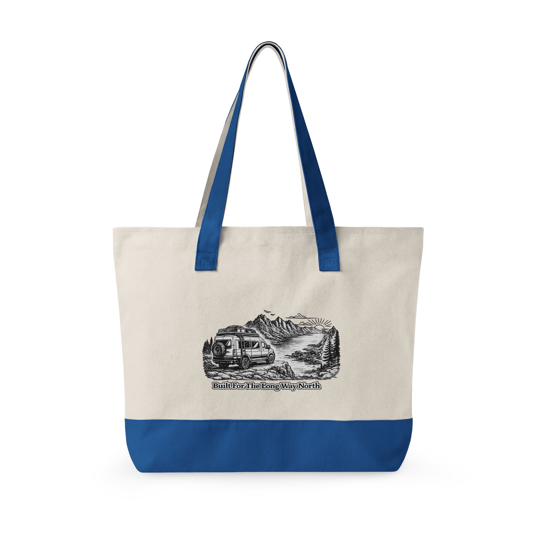 Zippered Canvas Tote — "Build For The Long Way " (Design Minimal-Line)