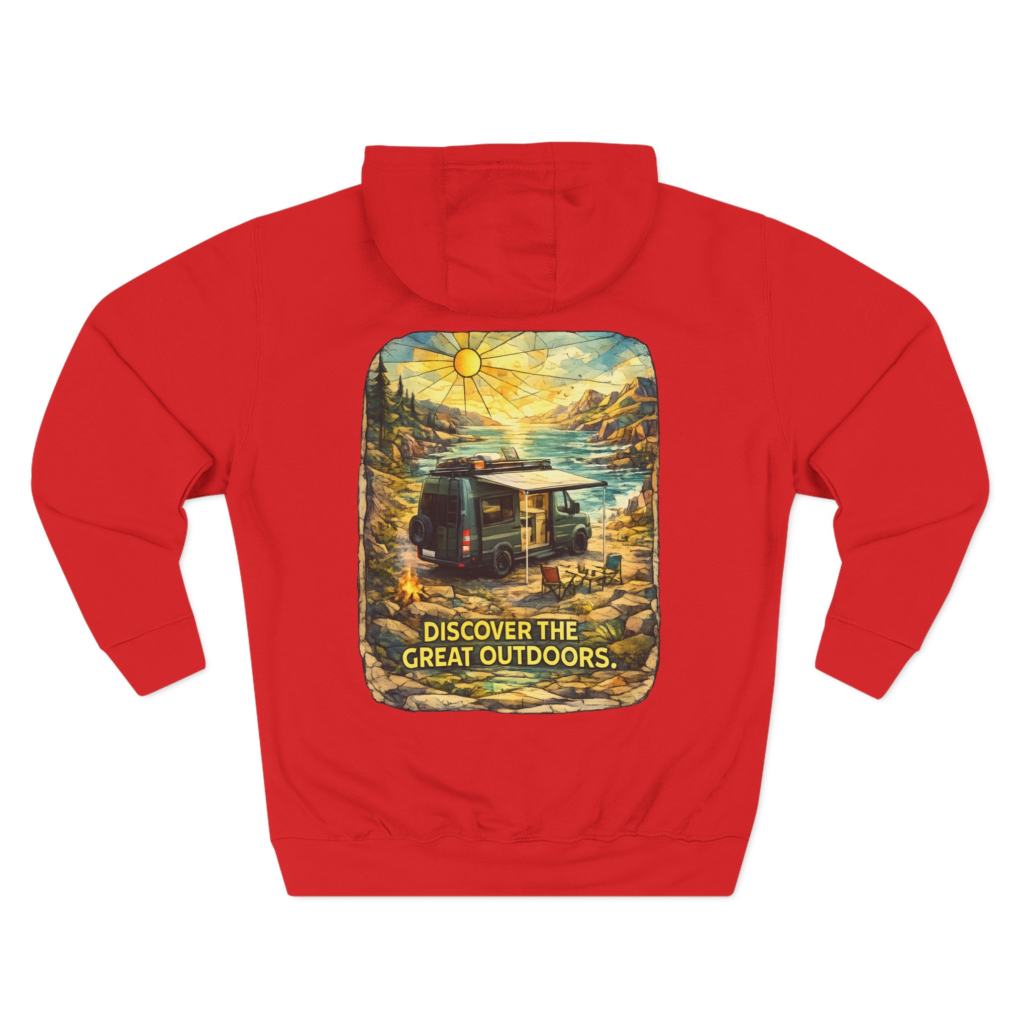 Three-Panel Fleece Hoodie - "Discover The Great Outdoors" Design Cubic-Line