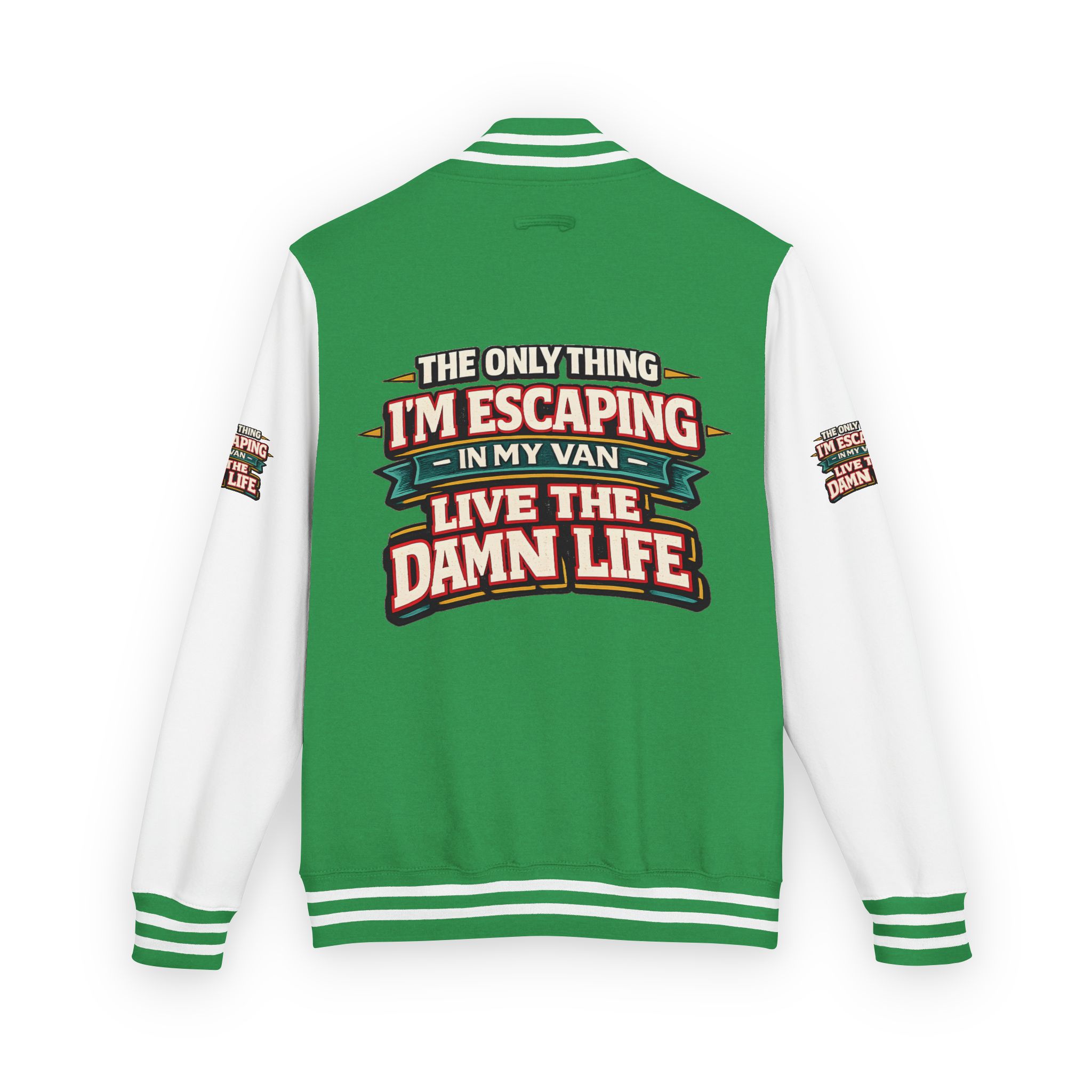 Unisex Heavyweight Letterman Jacket — "The Only Thing I´m Escaping" Design F**K-Line
