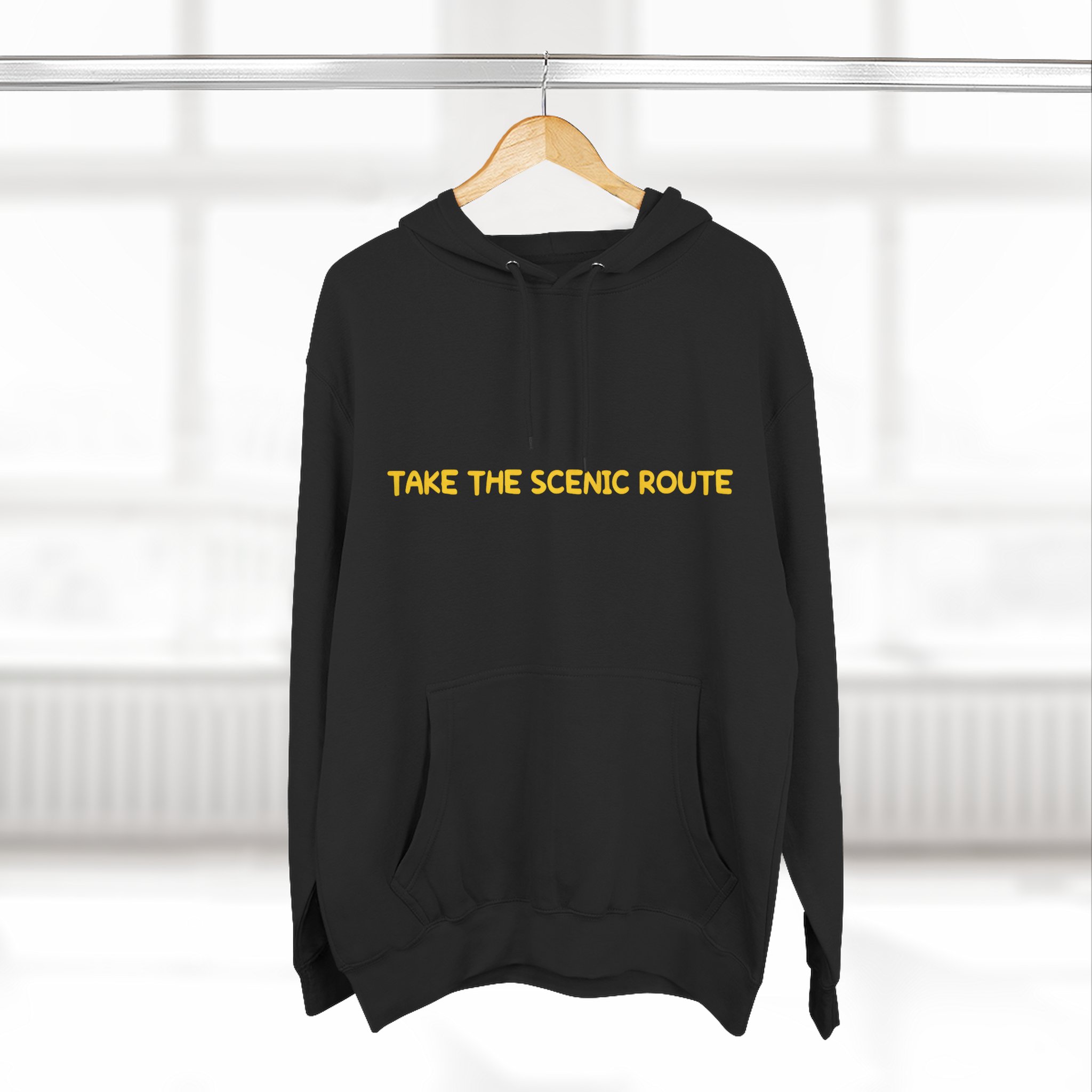 Three-Panel Fleece Hoodie - "Take The Scenic Route" Design Sitcom-Line
