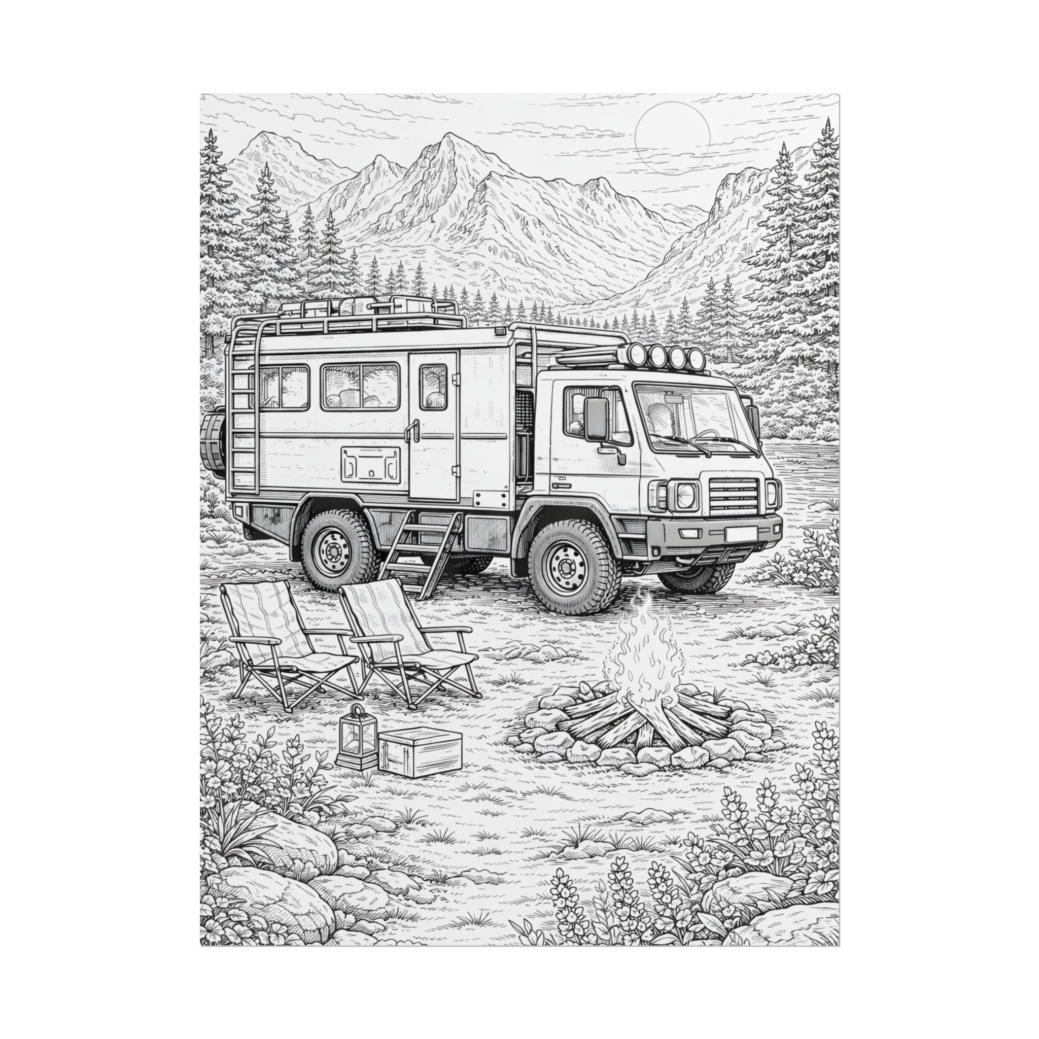 Campervan Poster — Vintage RV Camping Landscape Wall Art