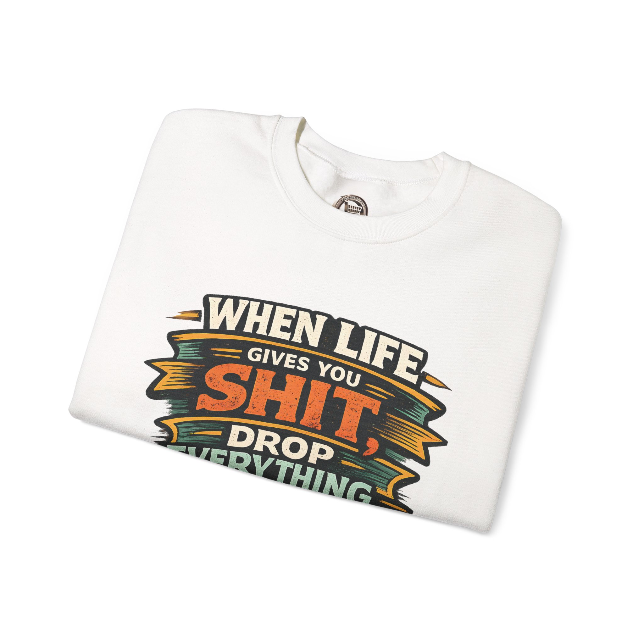 Unisex Heavy Blend™ Crewneck Sweatshirt — "When Live Gives You Shit" Design F**K-Line